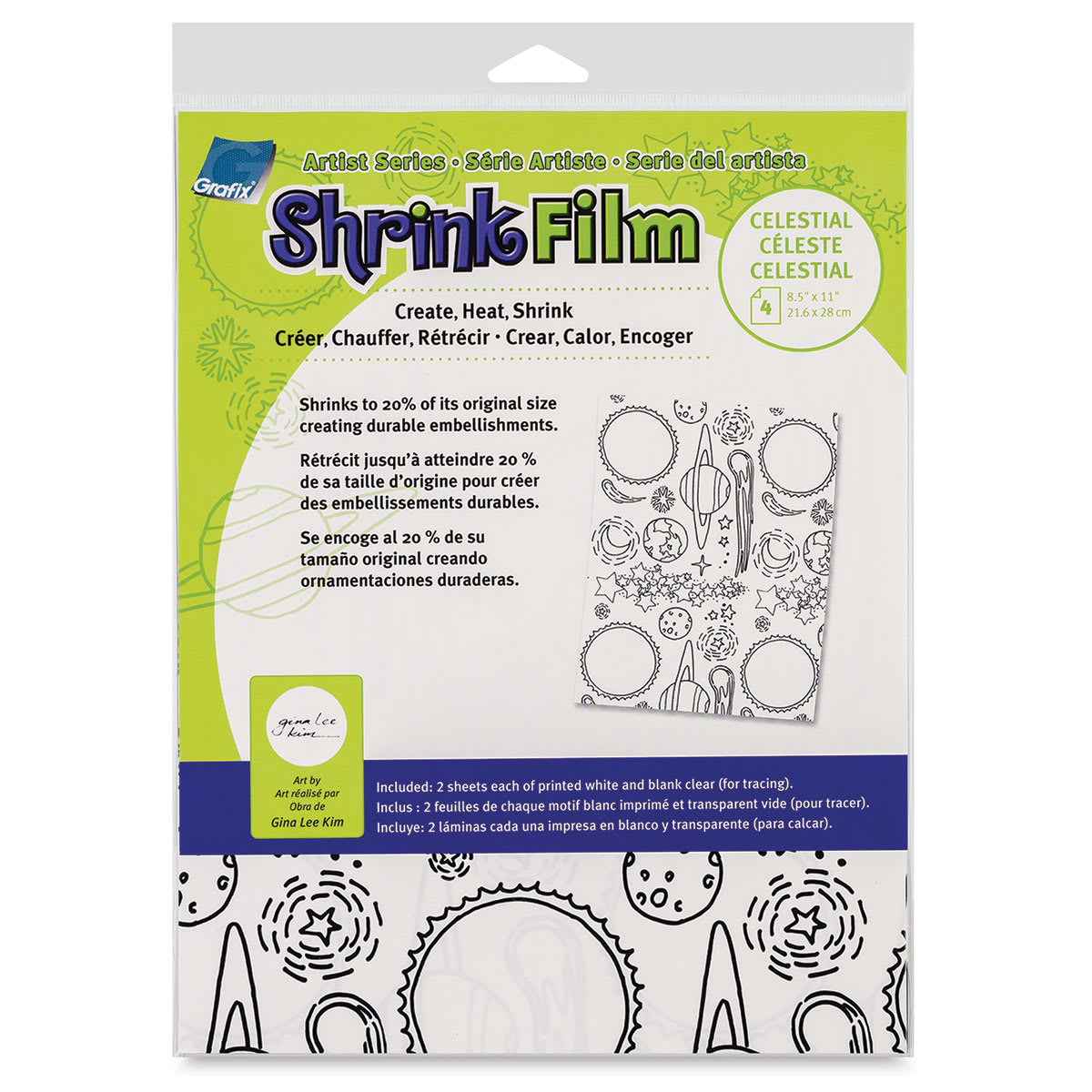 Grafix Artist Series Shrink Film - Celestial Design by Gina Lee Kim, front of the packaging