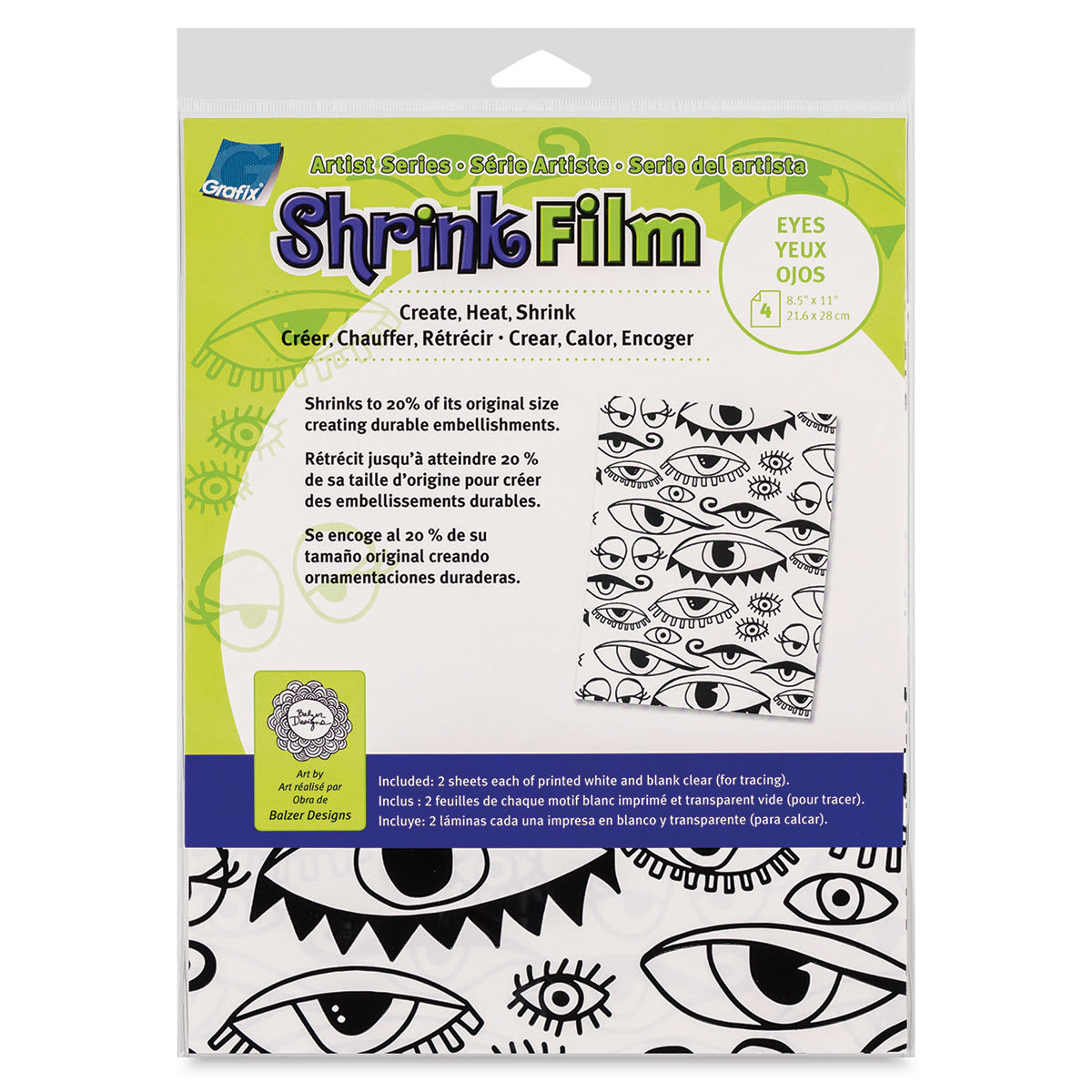 Grafix Artist Series Shrink Film - Eyes Design by Balzer Designs, front of the packaging