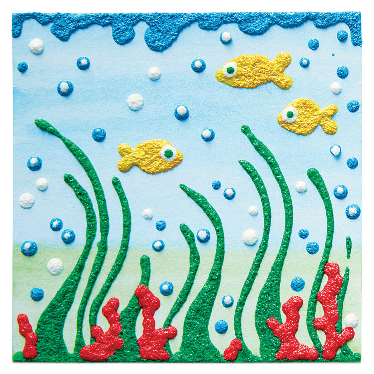 Faber-Castell 3D Art Sand Painting Kit - Finished painting of fish and coral
