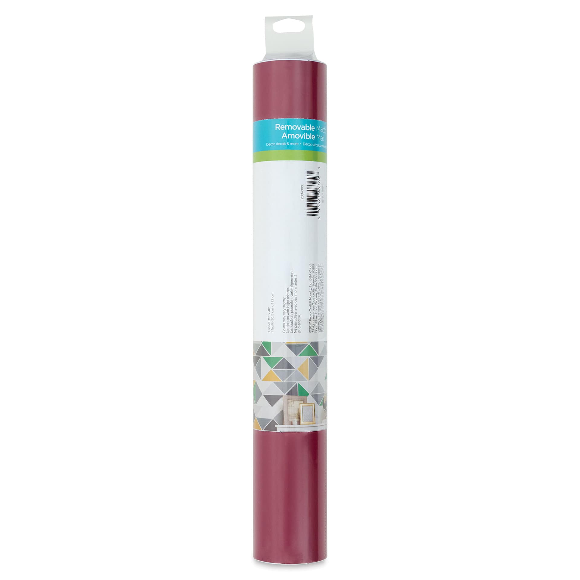 Cricut Removable Premium Vinyl - Wine, 12" x 48", back of the packaging