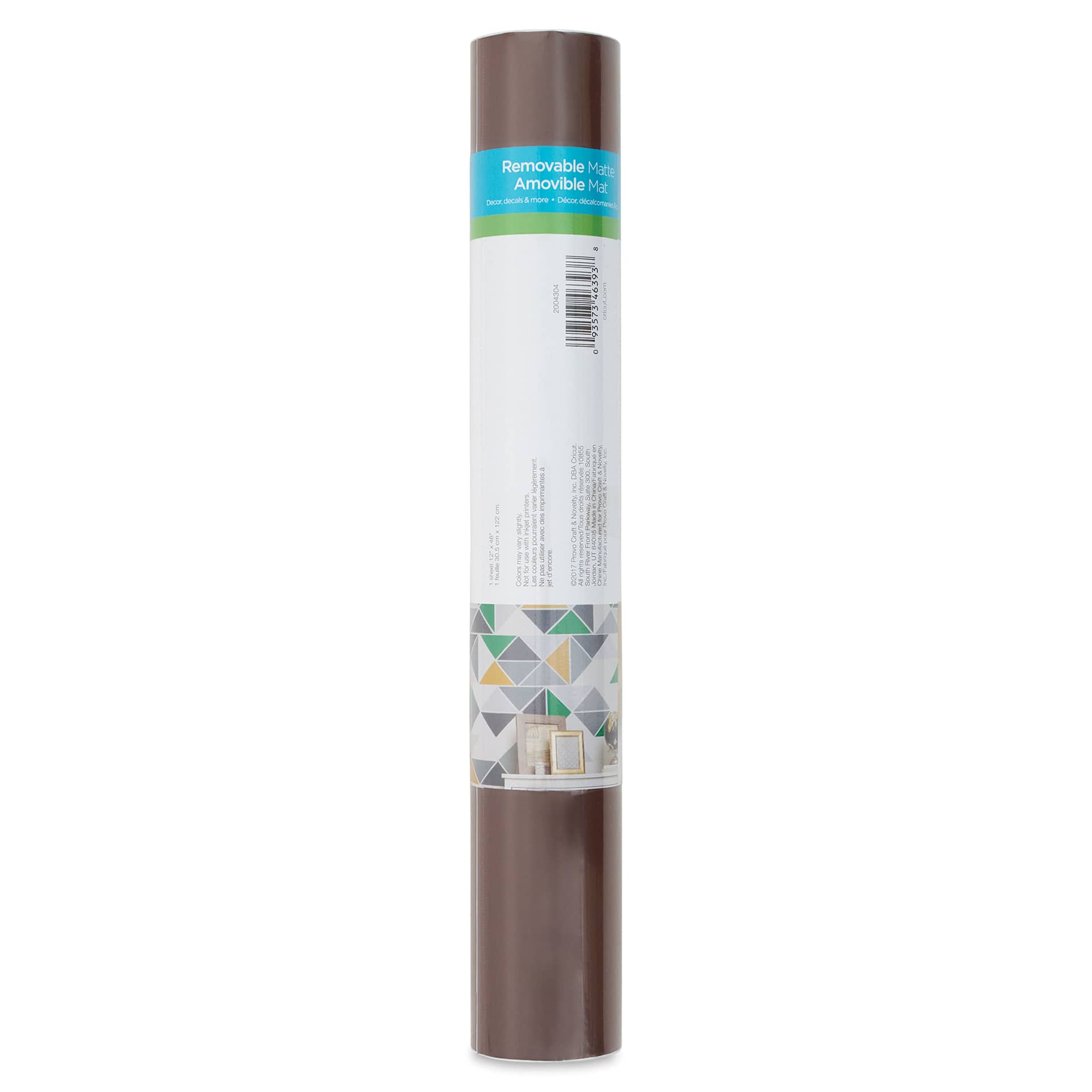 Cricut Removable Premium Vinyl - Coffee, 12" x 48", back of the packaging