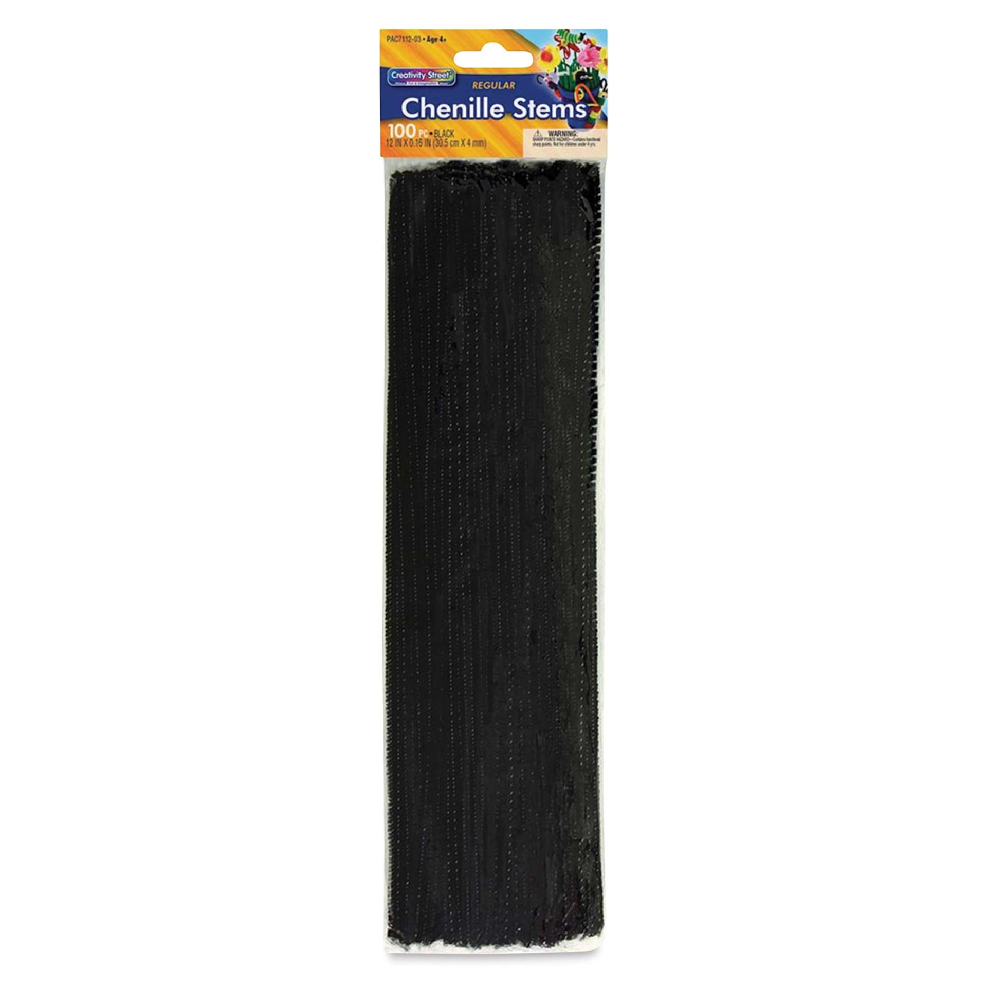 Creativity Street Craft Stems - 4 mm x 12", Pkg of 100, Black - front of packaging