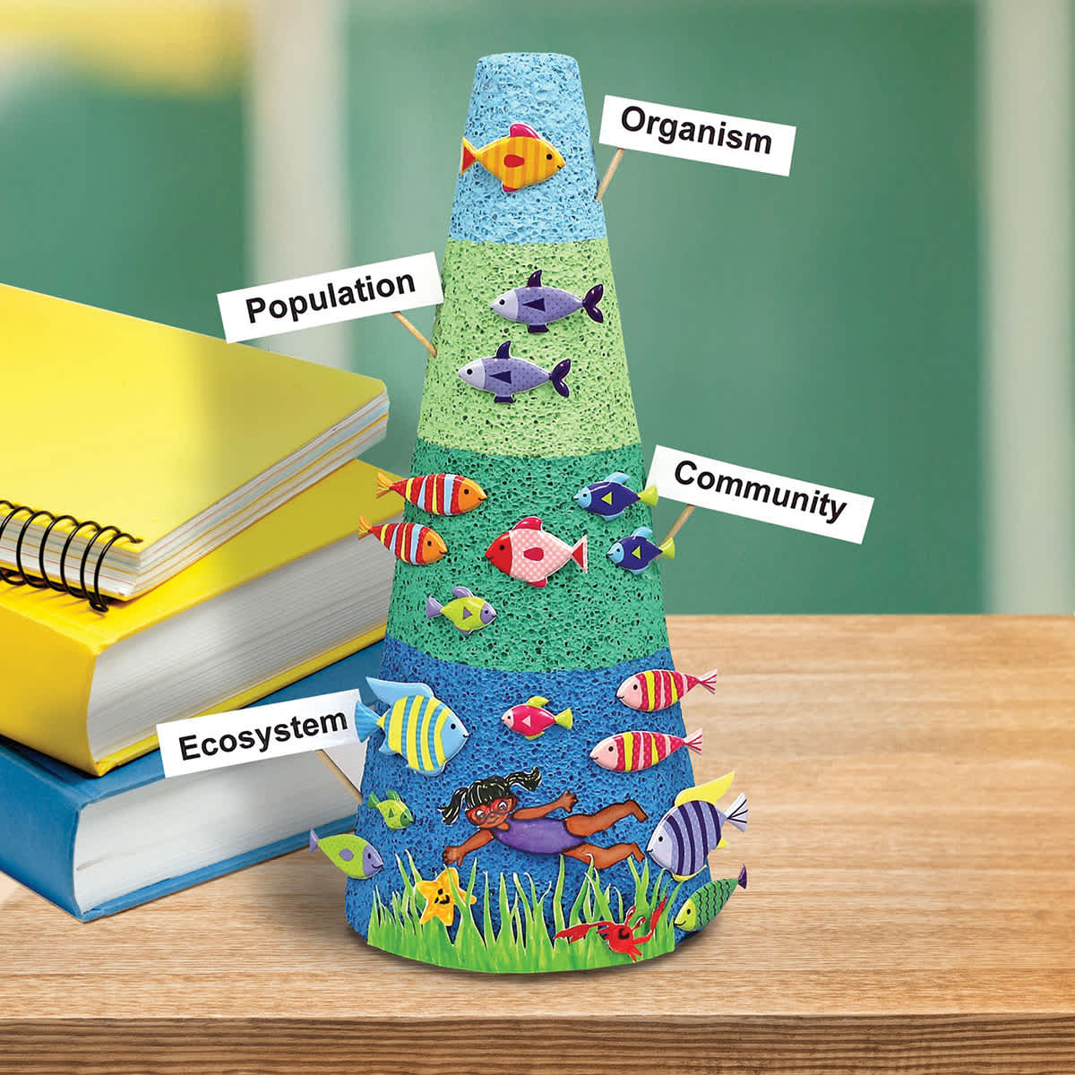 FloraCraft CraftFoM Blocks and Shapes - 3.7" x 8.9", Cone - finished marine biology diorama example
