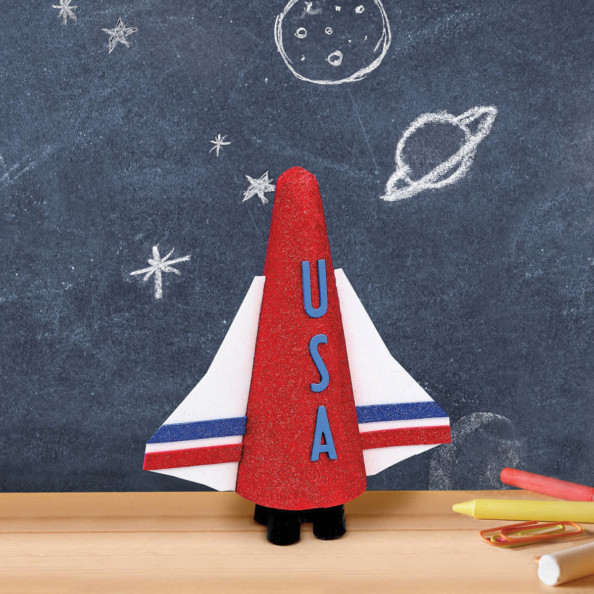 FloraCraft CraftFoM Blocks and Shapes - 3.7" x 8.9", Cone - finished USA rocket example