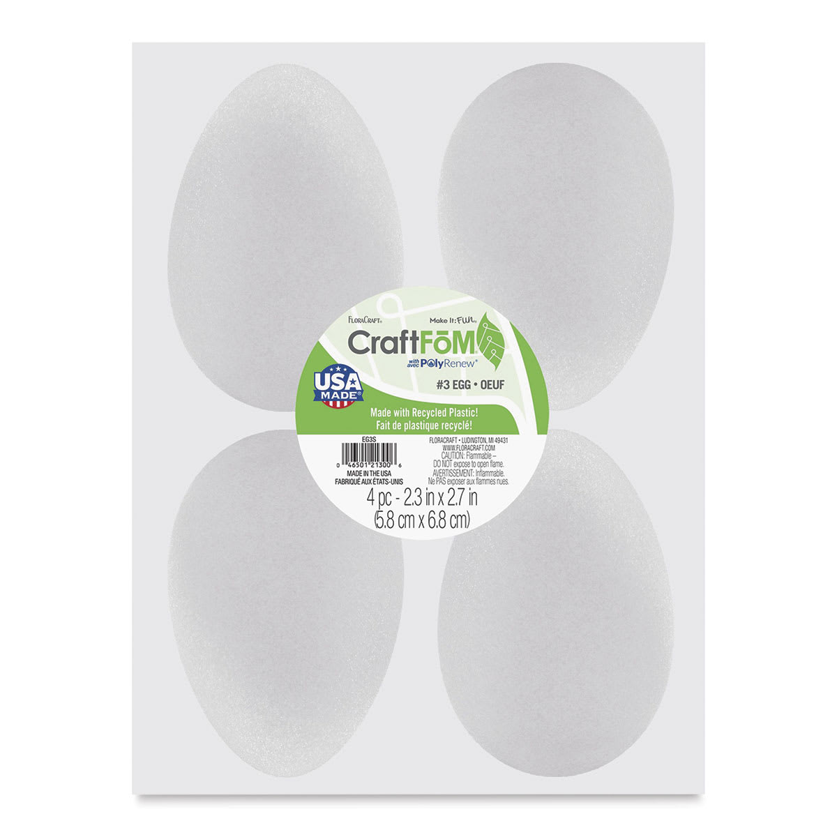 FloraCraft CraftFōM Blocks and Shapes - 2.3" x 2.7", Egg (Duck), Pkg of 4 - front of packaging