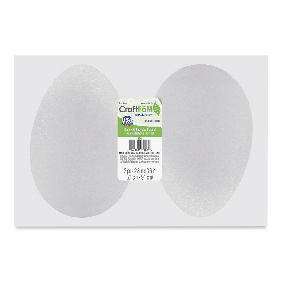 FloraCraft CraftFōM Blocks and Shapes - 2.8" x 3.6", Egg (Goose), Pkg of 2 - front of packaging
