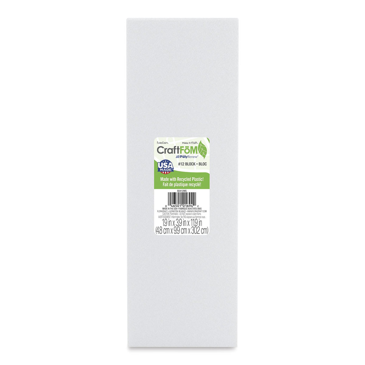 FloraCraft CraftFōM Blocks and Shapes - 1.9" x 3.9" x 11.9", Block - front of packaging