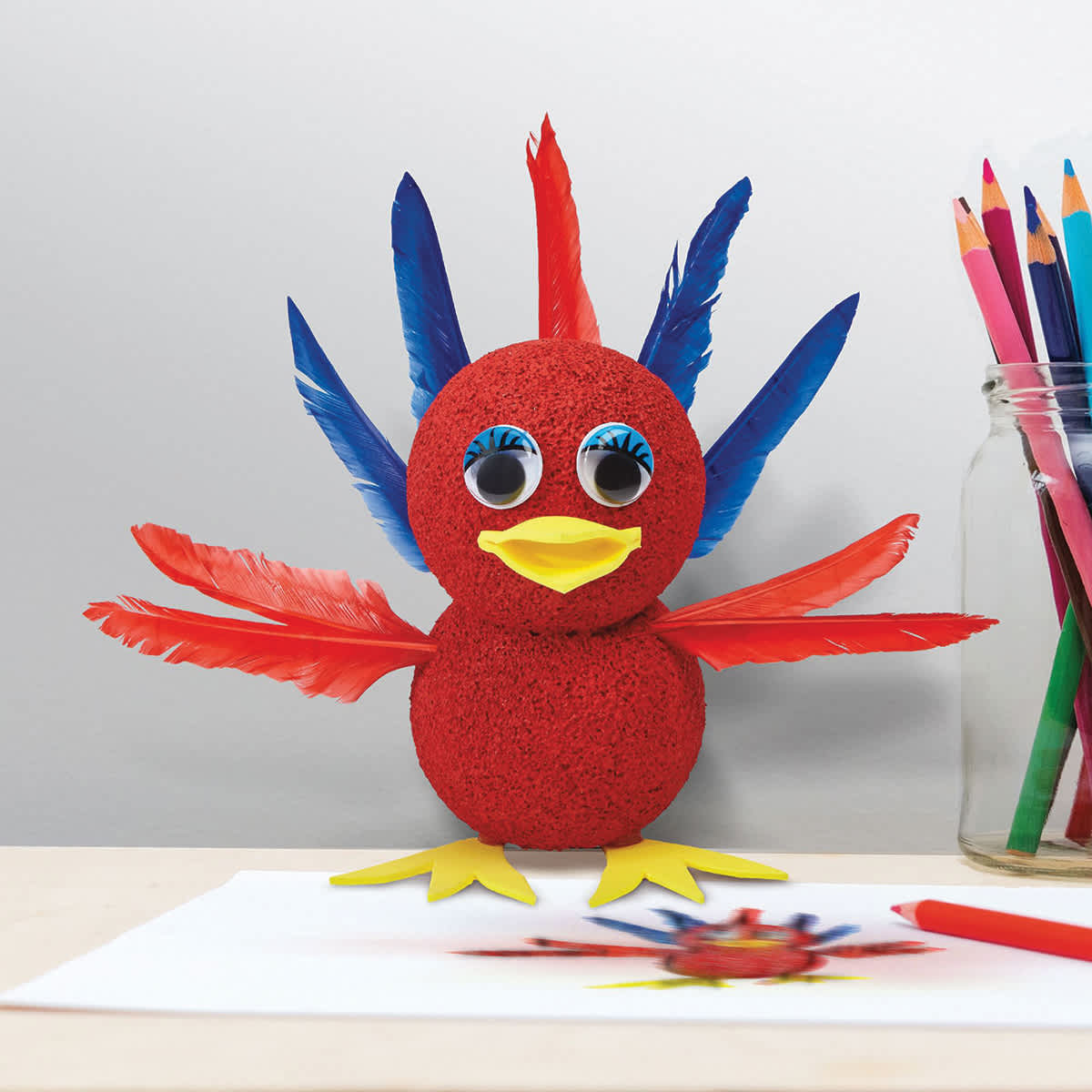 FloraCraft CraftFōM Blocks and Shapes - 4" diameter, Ball - finished bird example