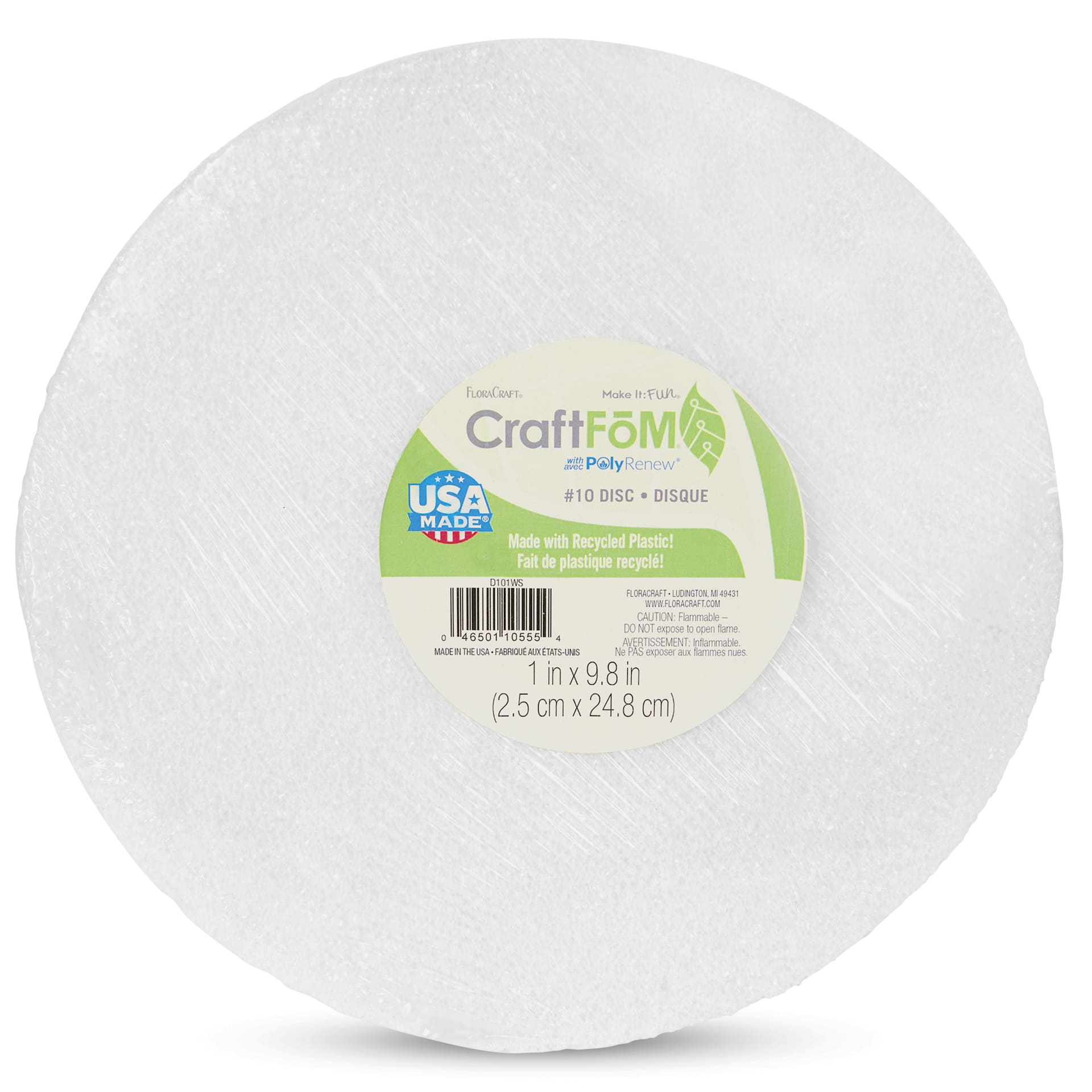 FloraCraft CraftFōM Blocks and Shapes - Disc, 1" x 9.8" - front of packaging