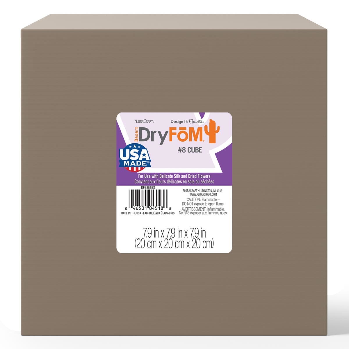 Desert DryFoM Floral Foams 8" x 8" x 8" Block - Brown