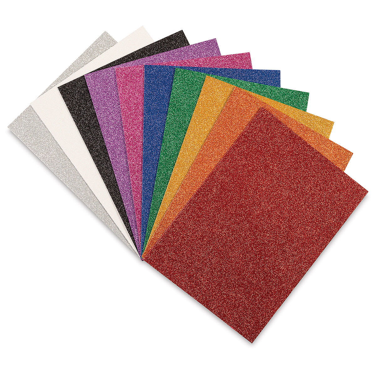 Creativity Street WonderFoam Sheets -  10 sheets of Glitter Colors shown in fan