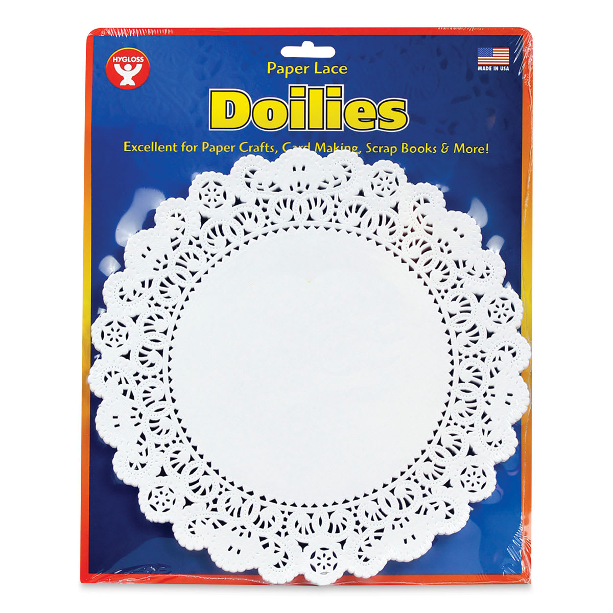 Hygloss Paper Doilies - White, Round, 8", Pkg of 36 - front of packaging