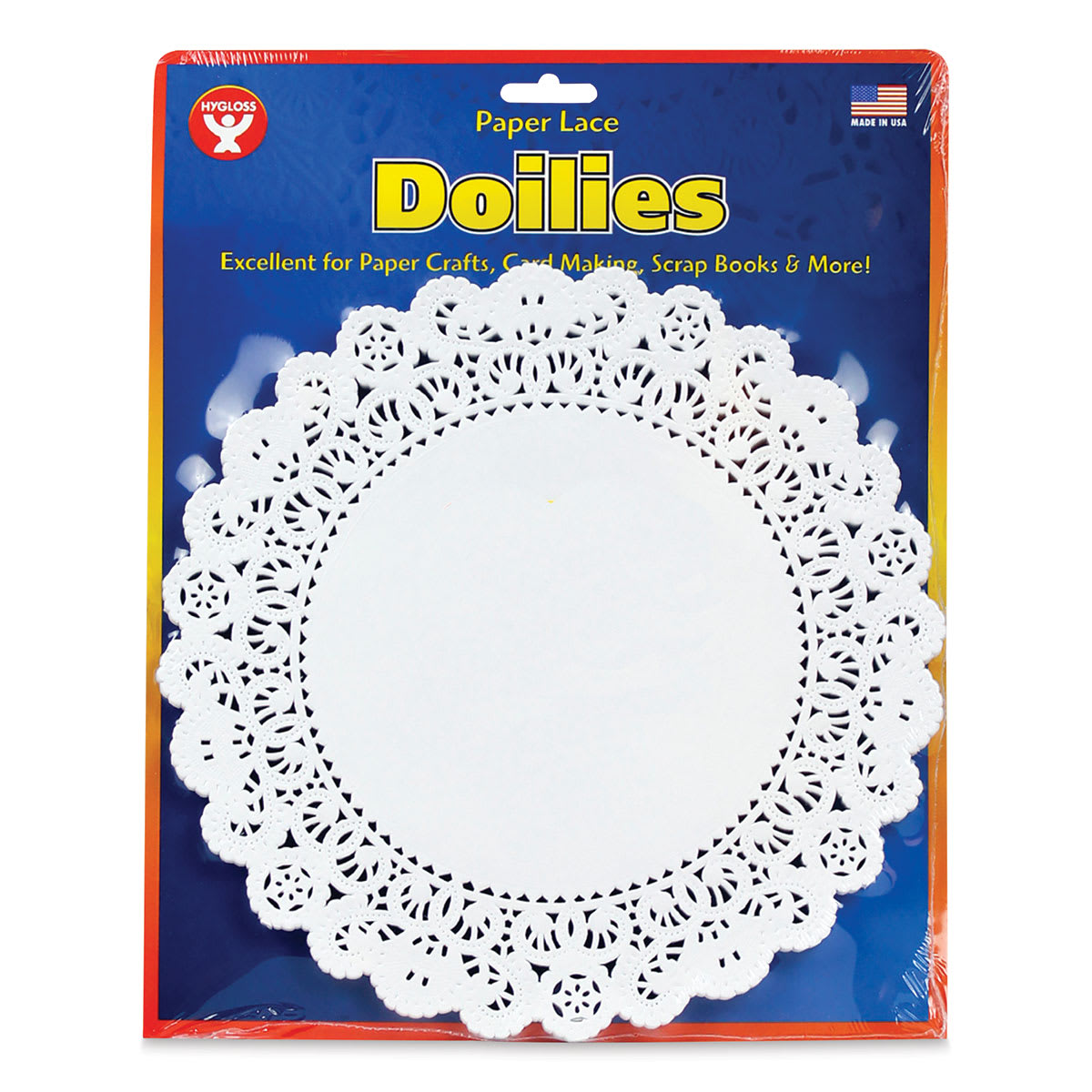Hygloss Paper Doilies - White, Round, 8", Pkg of 100 - front of packaging