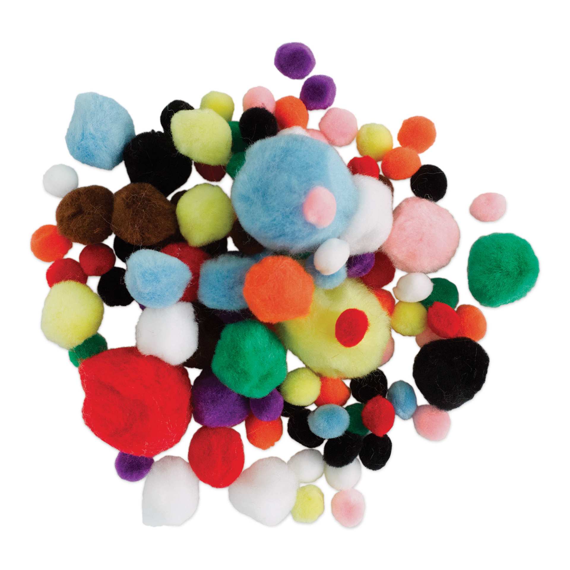 Creativity Street Pom Pons Assortments - Classroom Pack, contents laid out