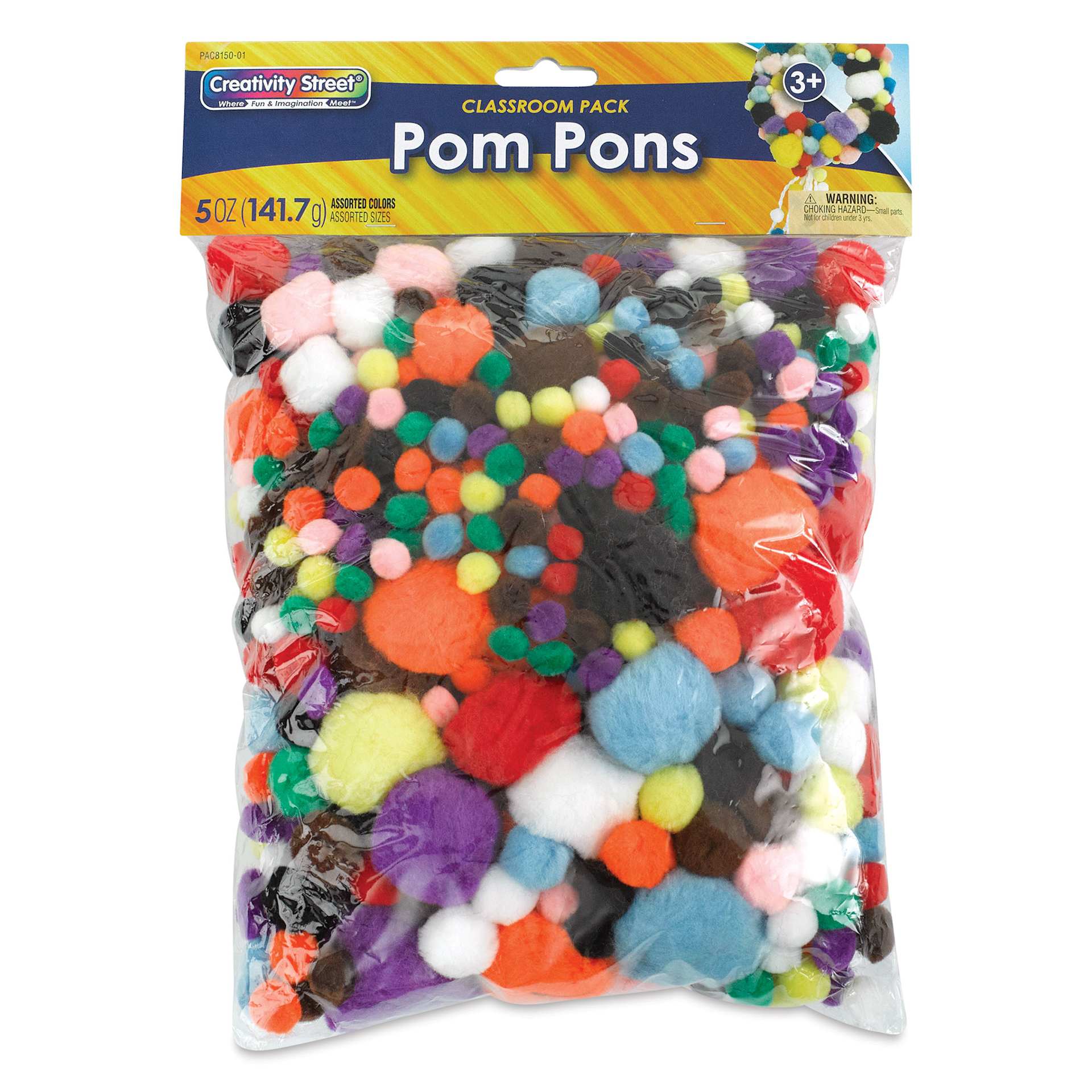 Creativity Street Pom Pons Assortments - Classroom Pack, Pkg of 300, front of the packaging
