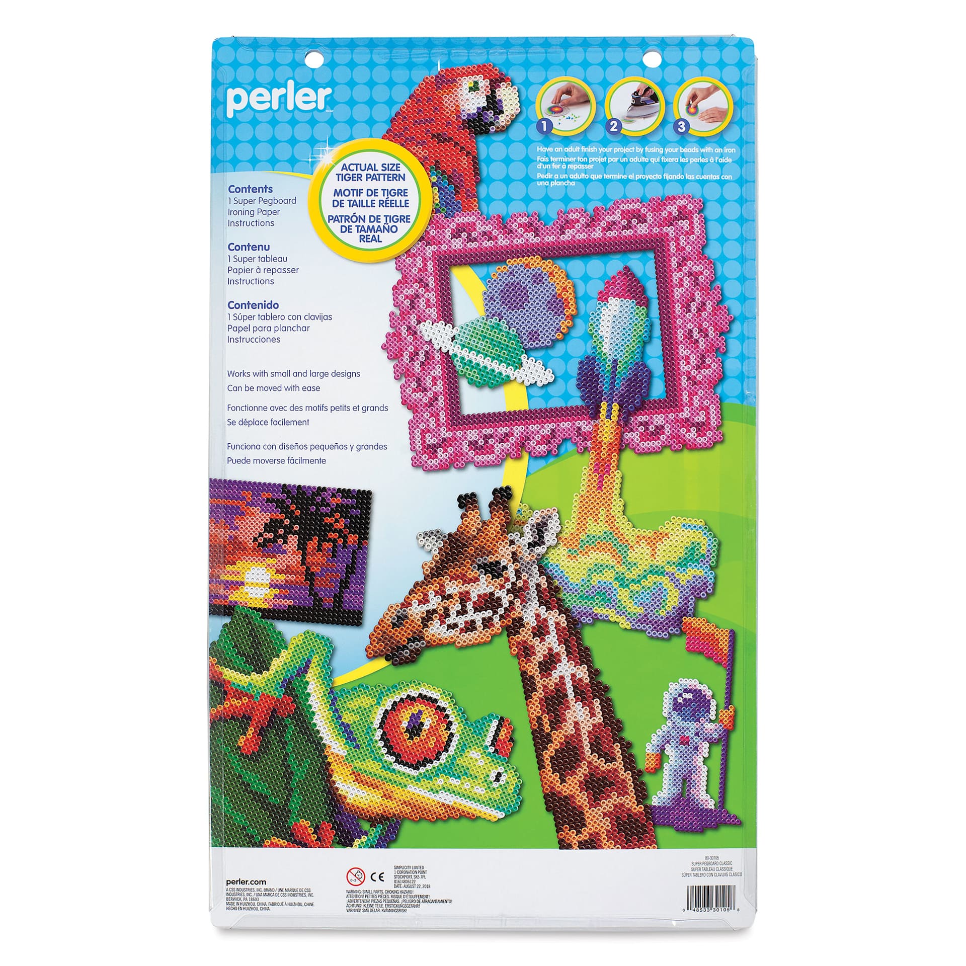 Perler Fused Bead Pegboard - Super-Sized - back of packaging
