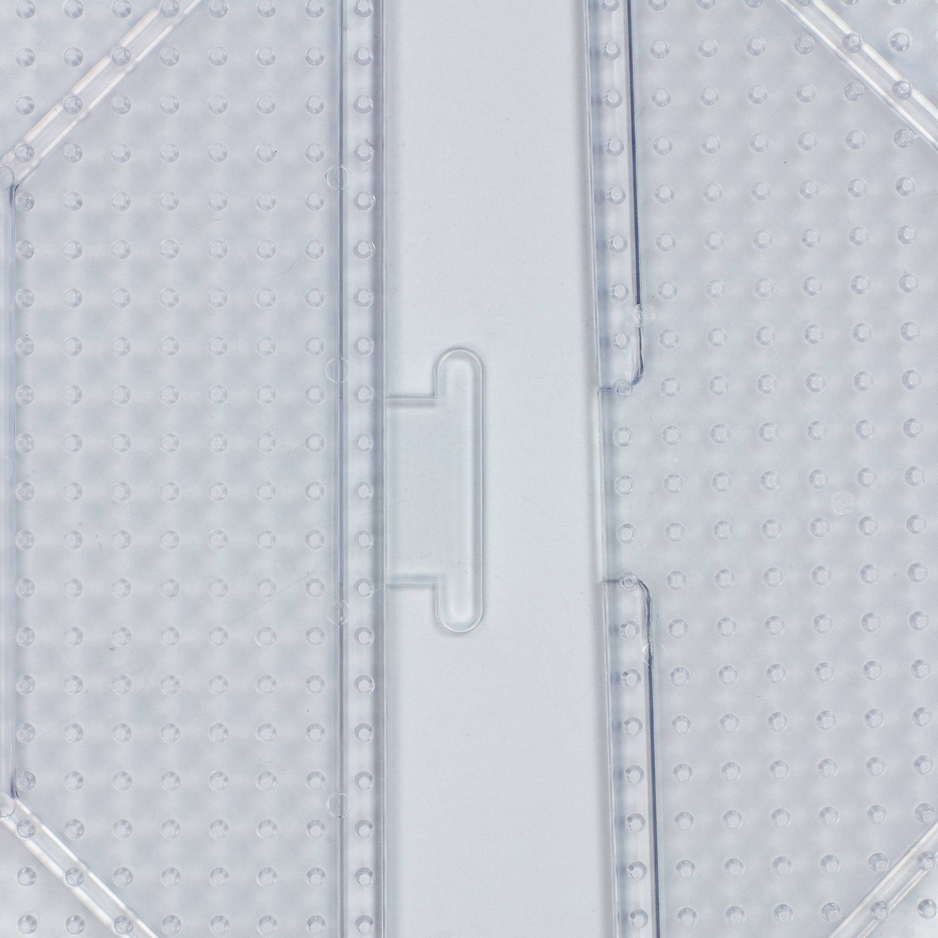 Perler Fused Bead Pegboard - Clear Squares, Large, Set of 4, close up of the connection of the pegboards. 