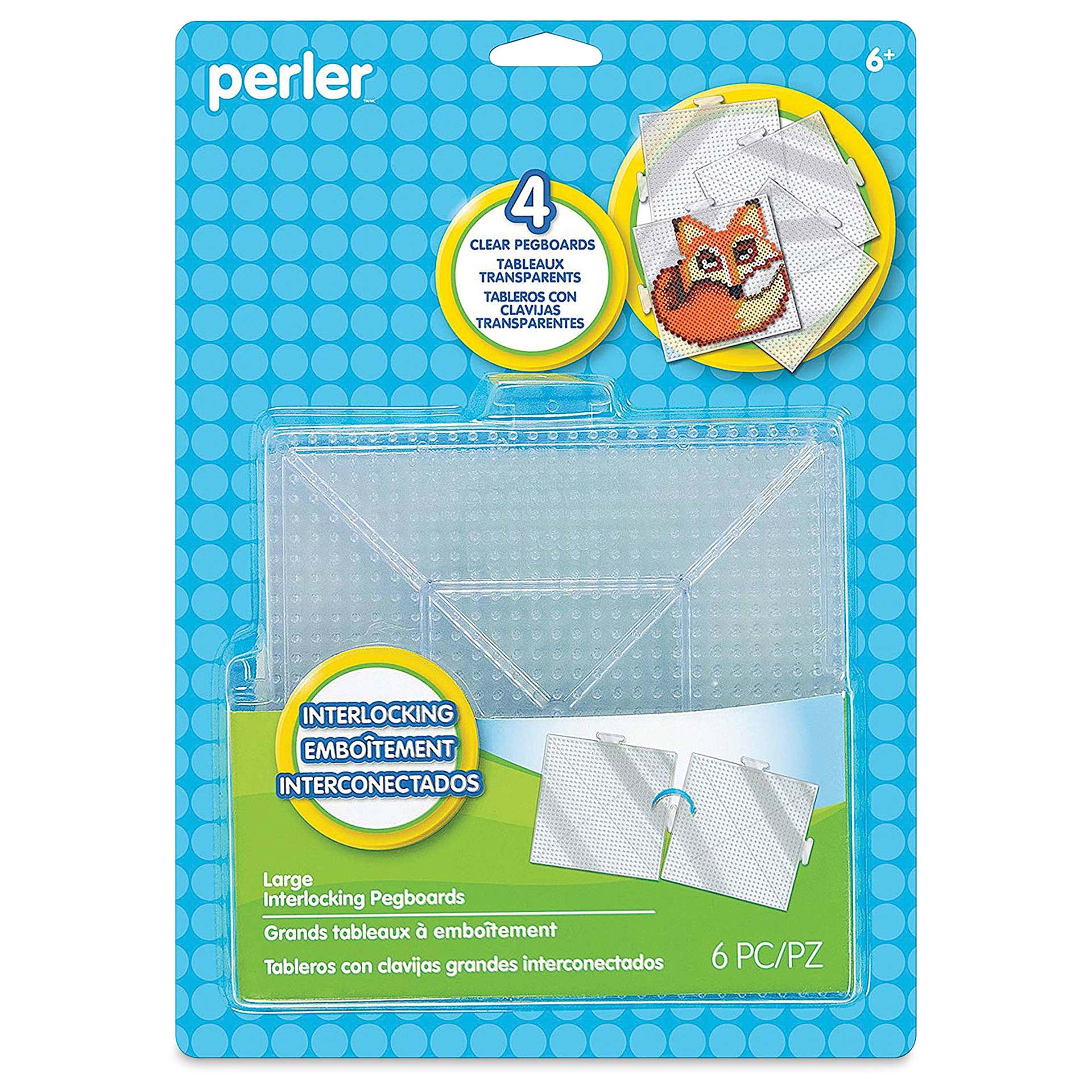Perler Fused Bead Pegboard - Clear Squares, Large, Set of 4, front of the packaging