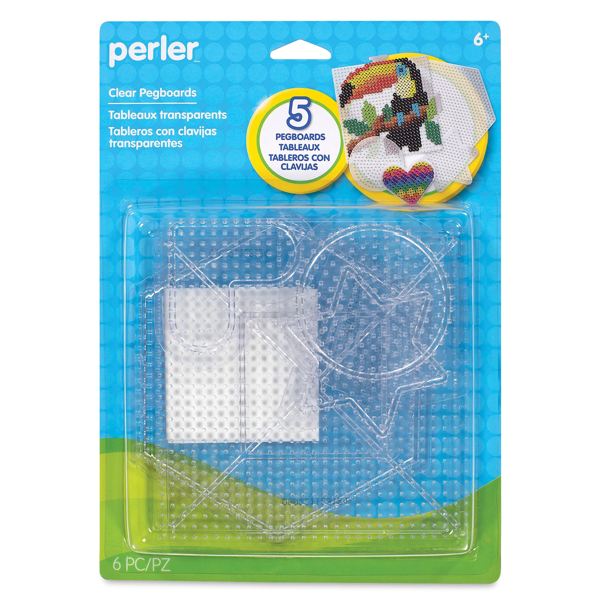 Perler Fused Bead Pegboard - Small and Large Shapes, Set of 5 - front of packaging
