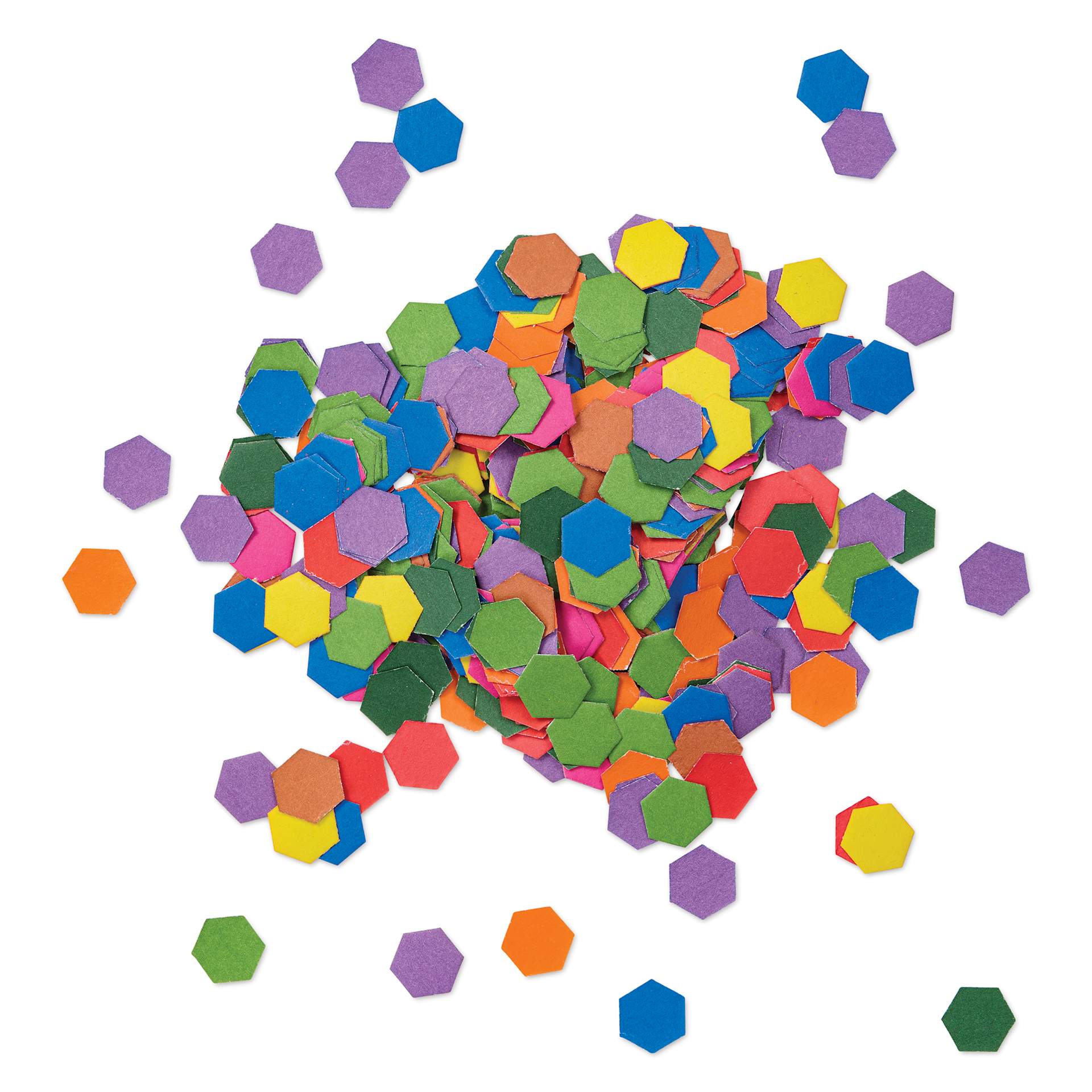 Roylco Mosaic Paper Hexagons - 1/2" x 1/2", Assorted Colors, Pkg of 2000 - hexagons out of packaging