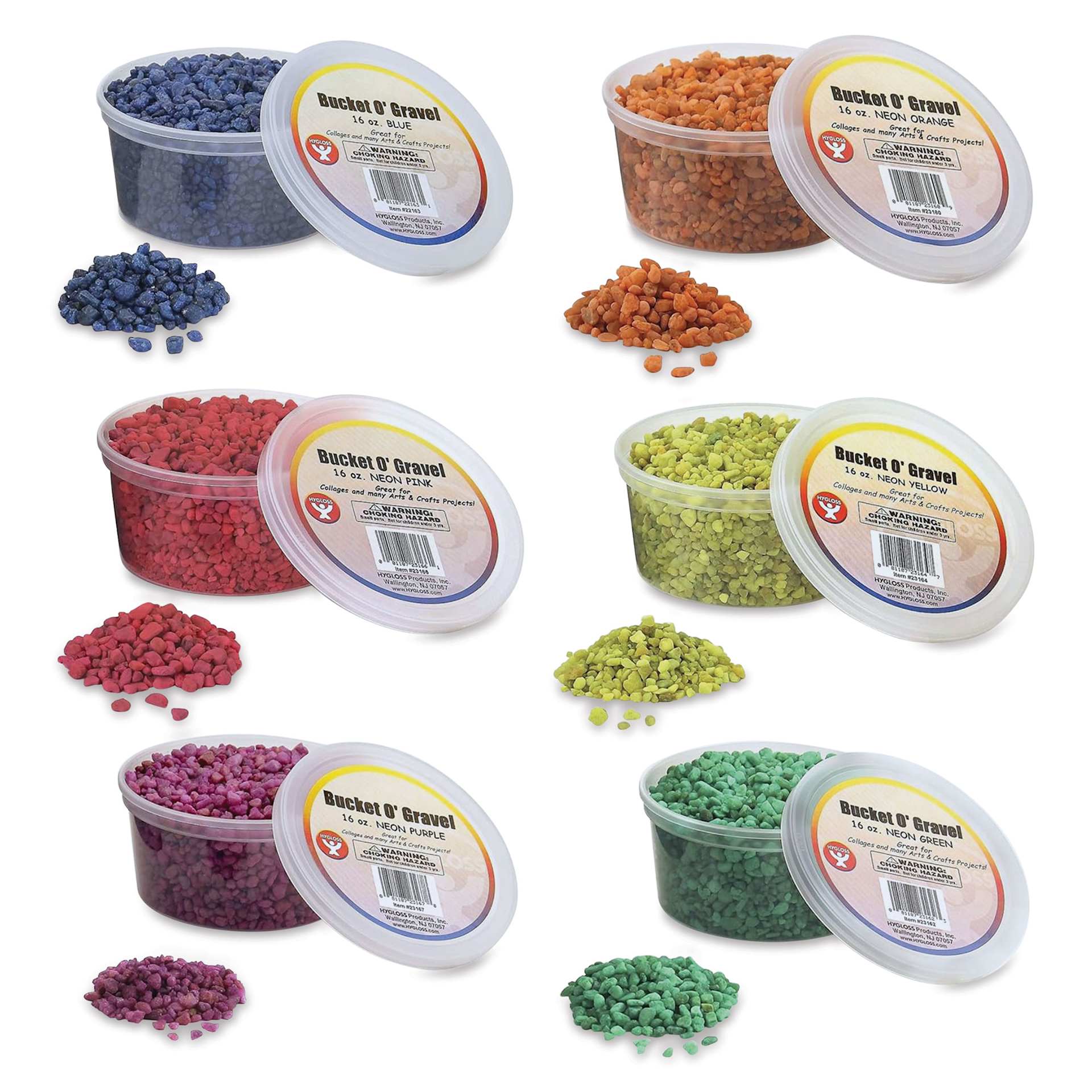 Hygloss Bucket O' Gravel - Neon Yellow, 1 lb containers with gravel