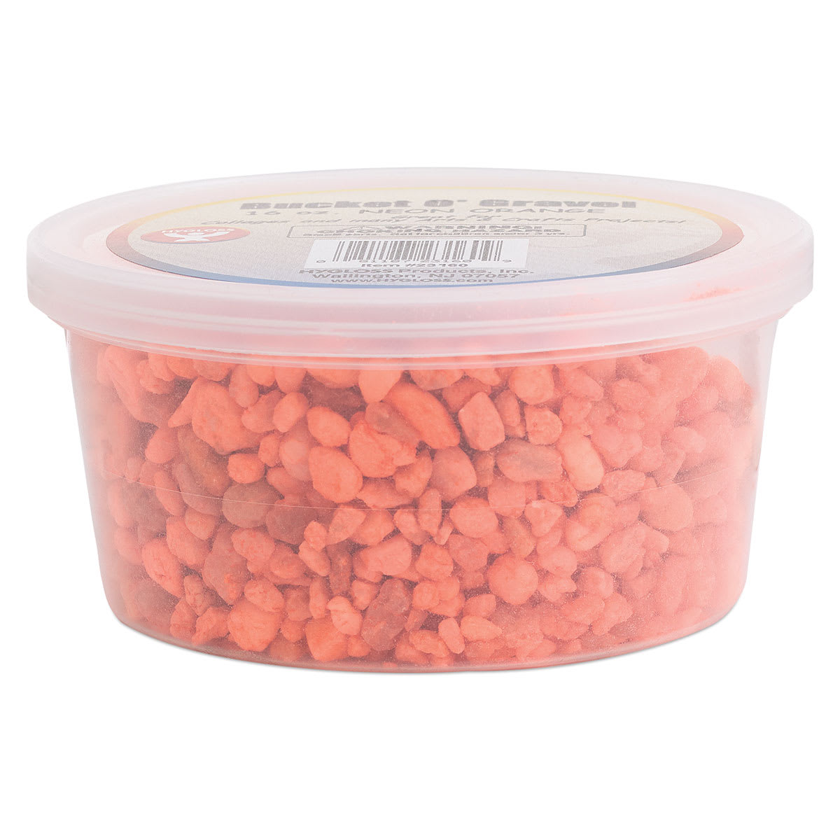Hygloss Bucket O' Gravel - Side view of Tub of Neon Orange Gravel