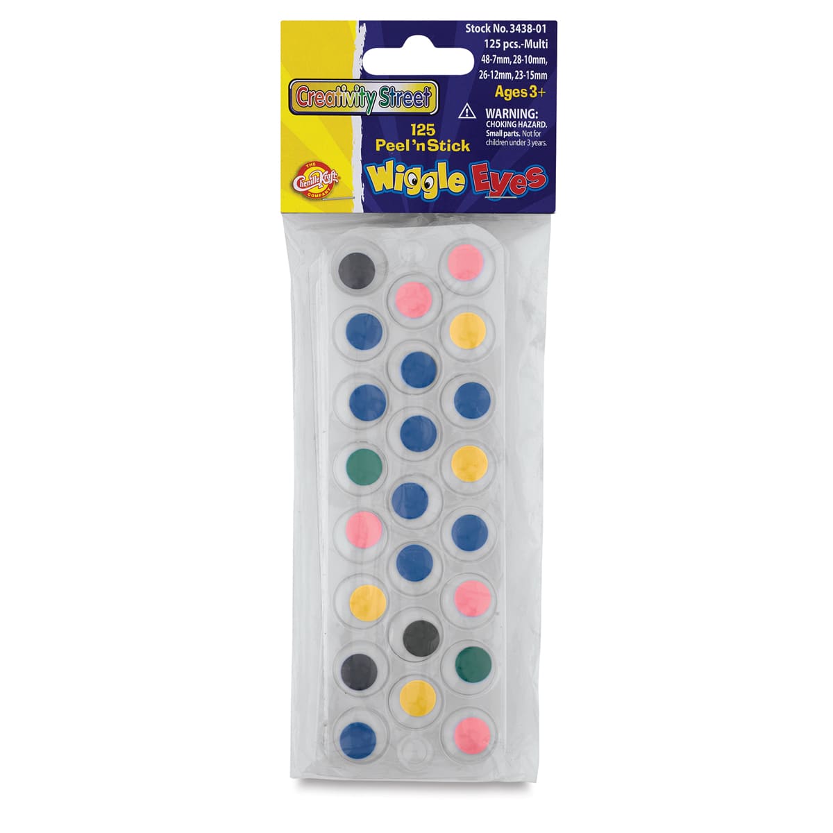 Creativity Street Peel and Stick Wiggle Eyes - Multicolor and Sizes, Pkg of 137 - front of packaging