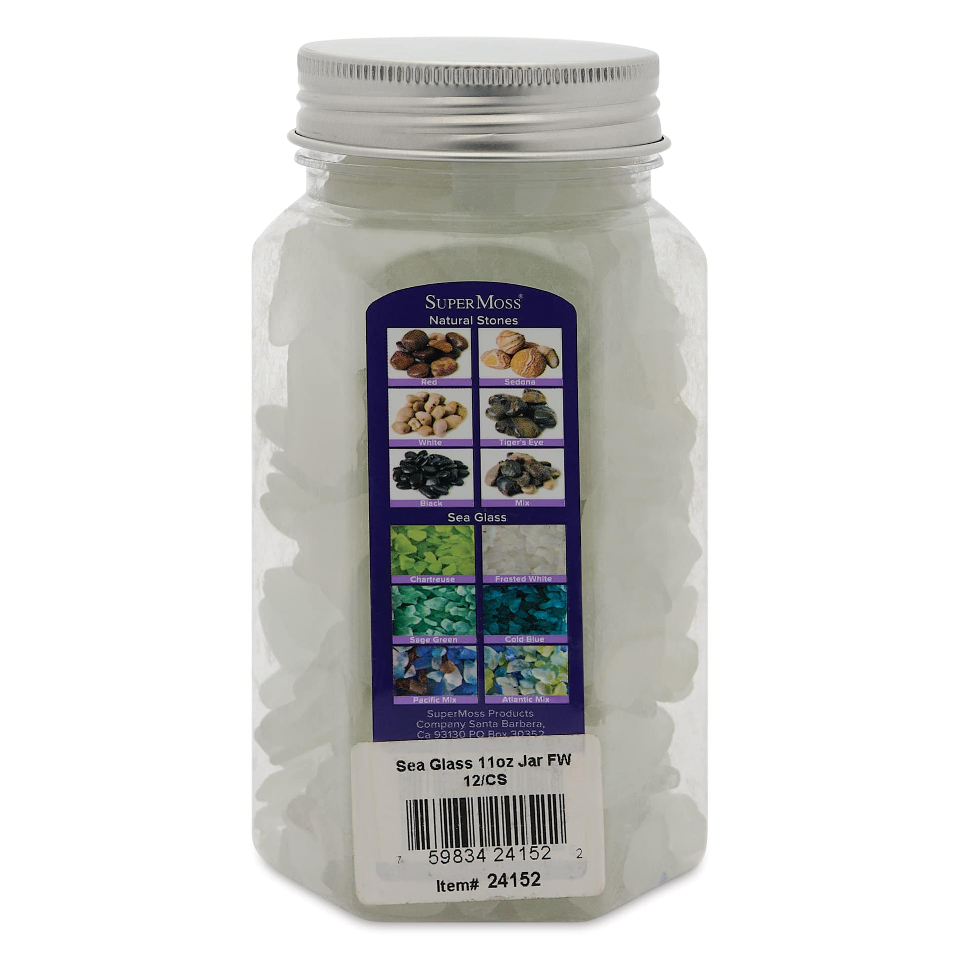 SuperMoss Sea Glass - Frosted White, back of jar
