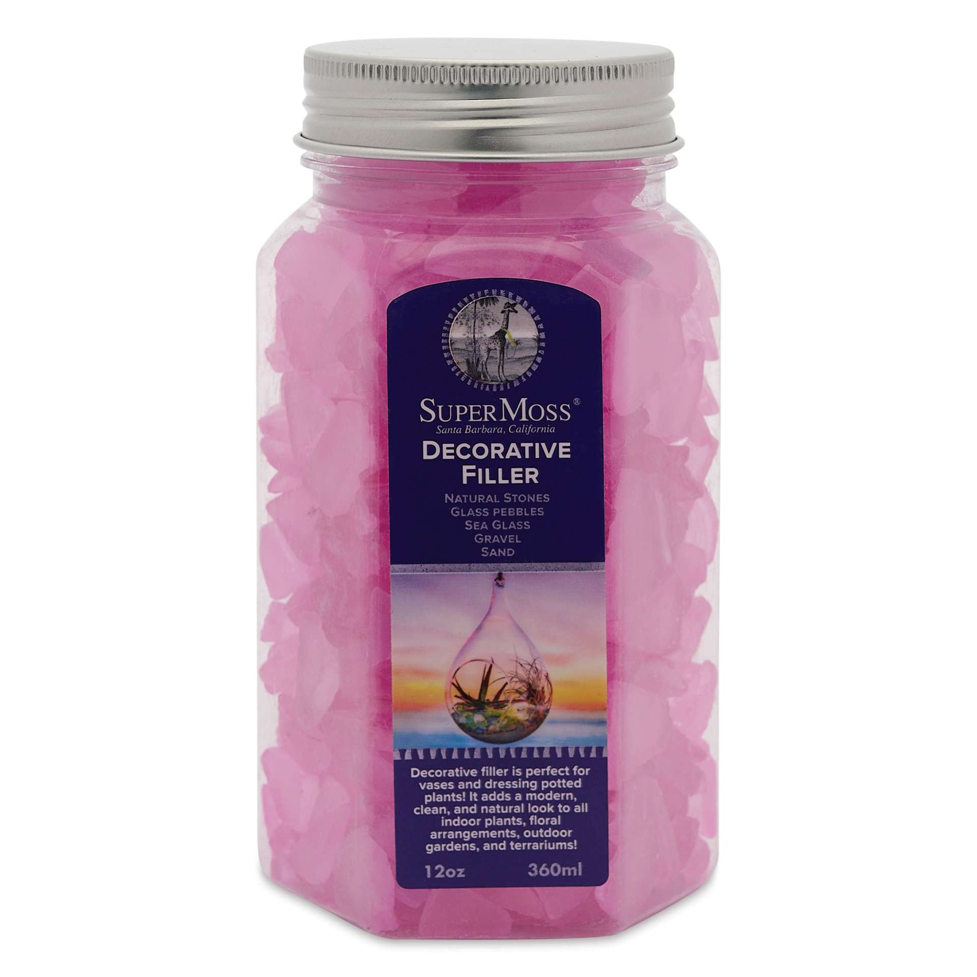 SuperMoss Sea Glass - Pink, 12 oz, front of jar