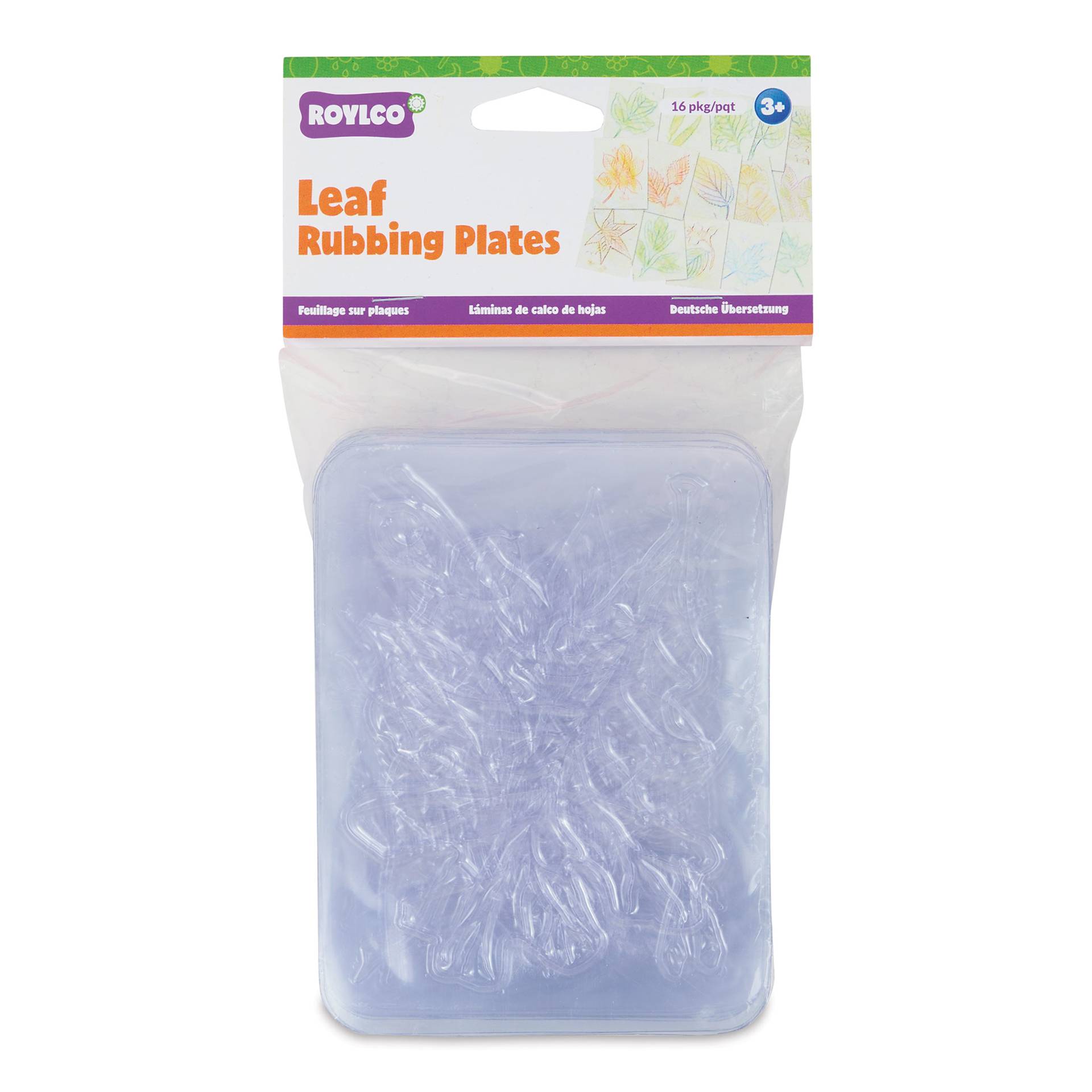 Roylco Rubbing Plates - Leaf, Set of 16, front of the packaging