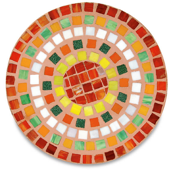 Jennifer's Mosaics Stepping Stone Molds - Top view of finished Round Mosaic