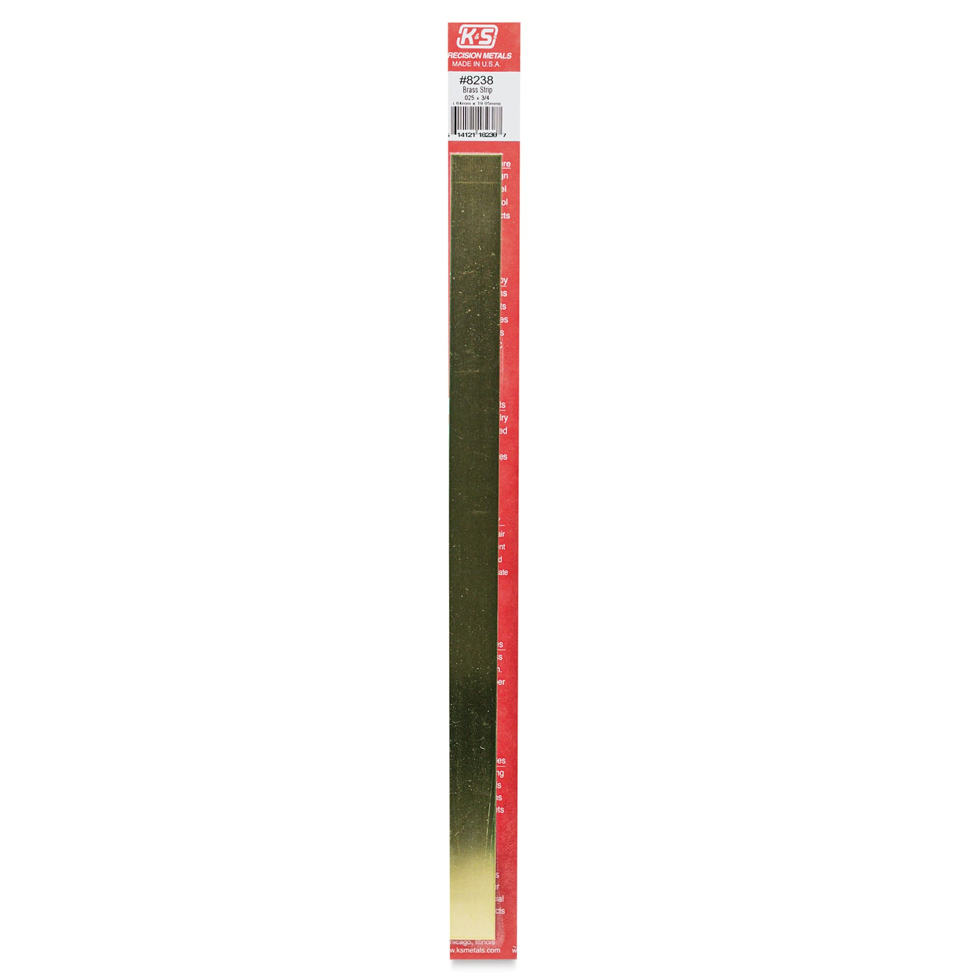 K&S Brass Strips - 0.025" x 3/4" (In package)