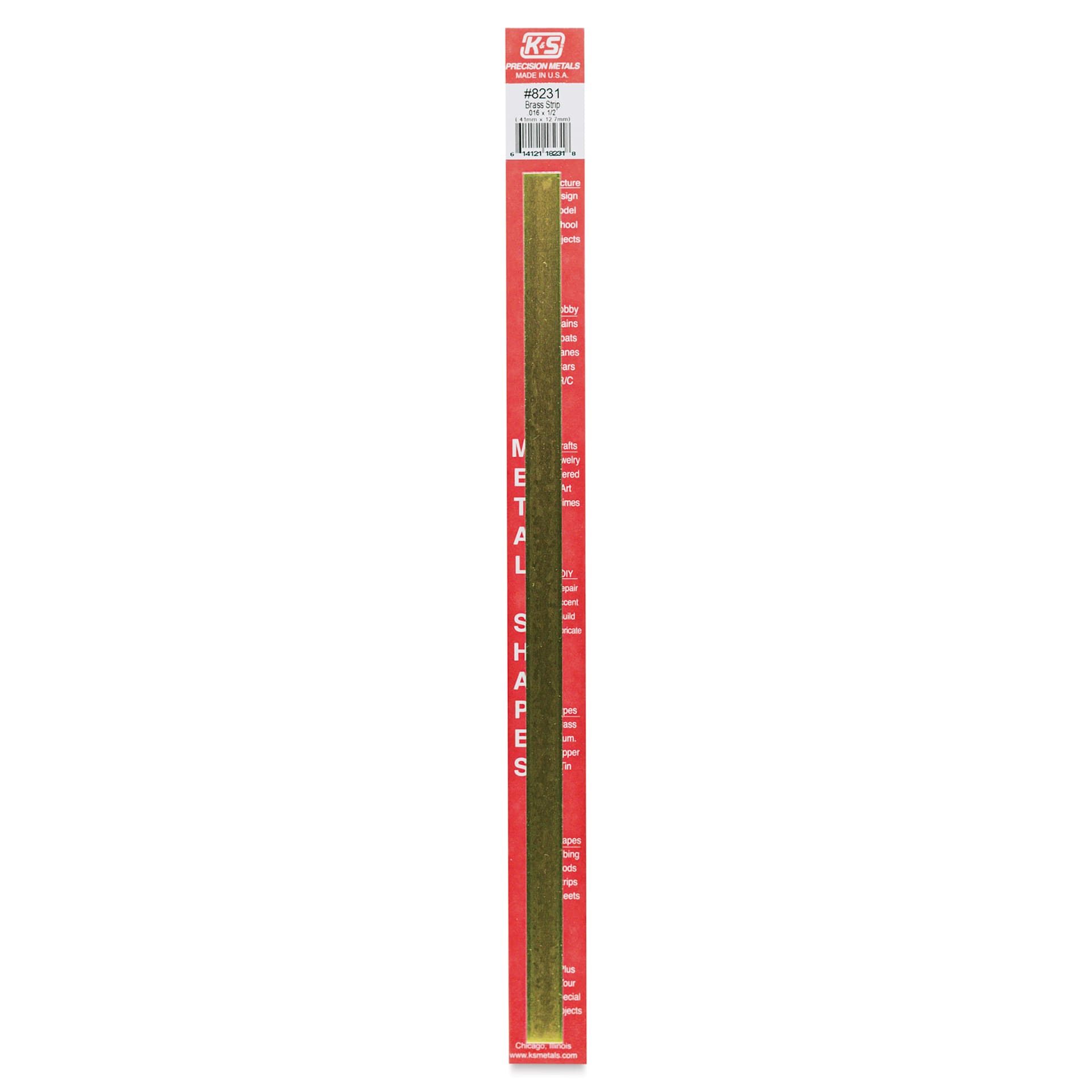 K&S Brass Strips - 0.016" x 1/2" (In package)