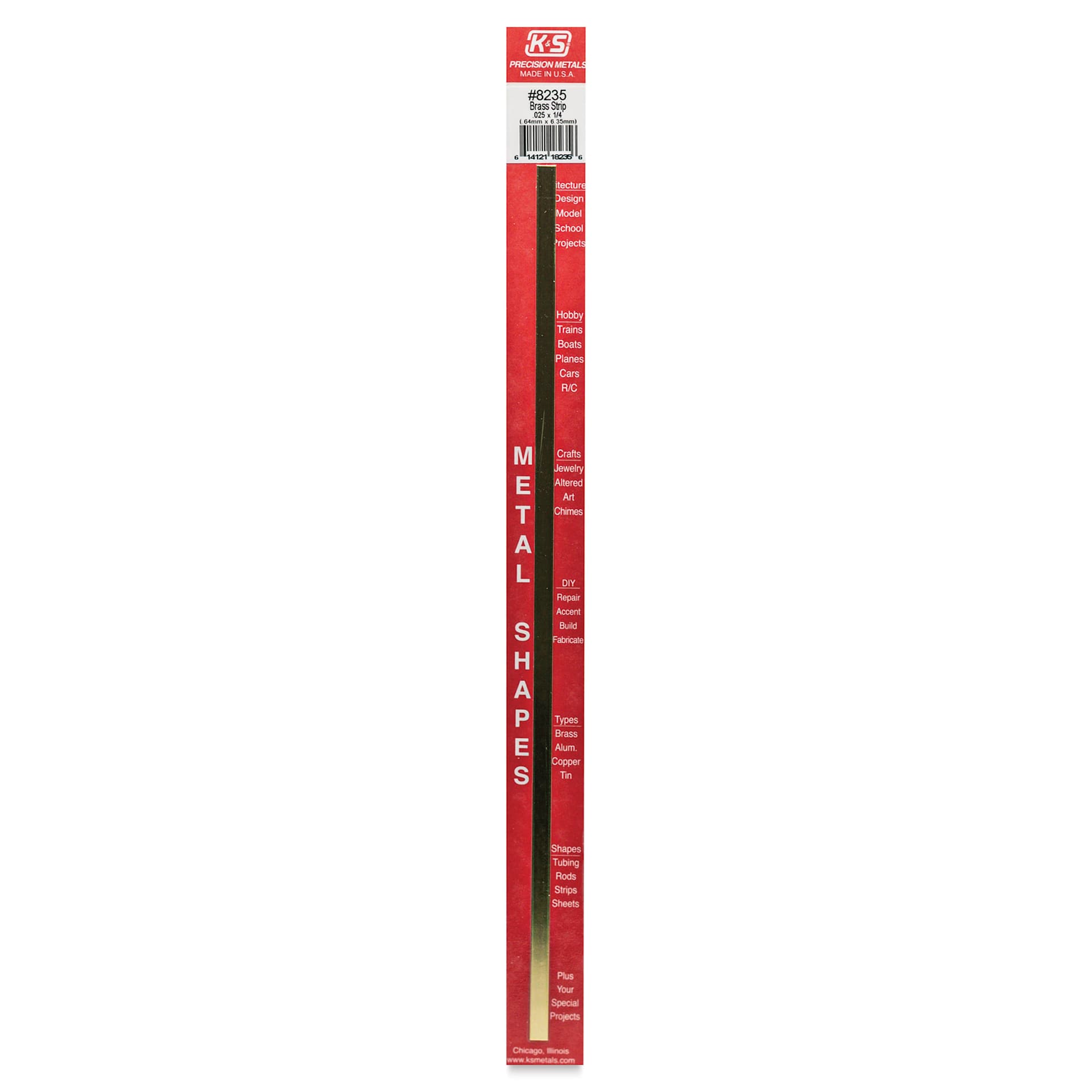 K&S Brass Strips - 0.025" x 1/4" (In package)