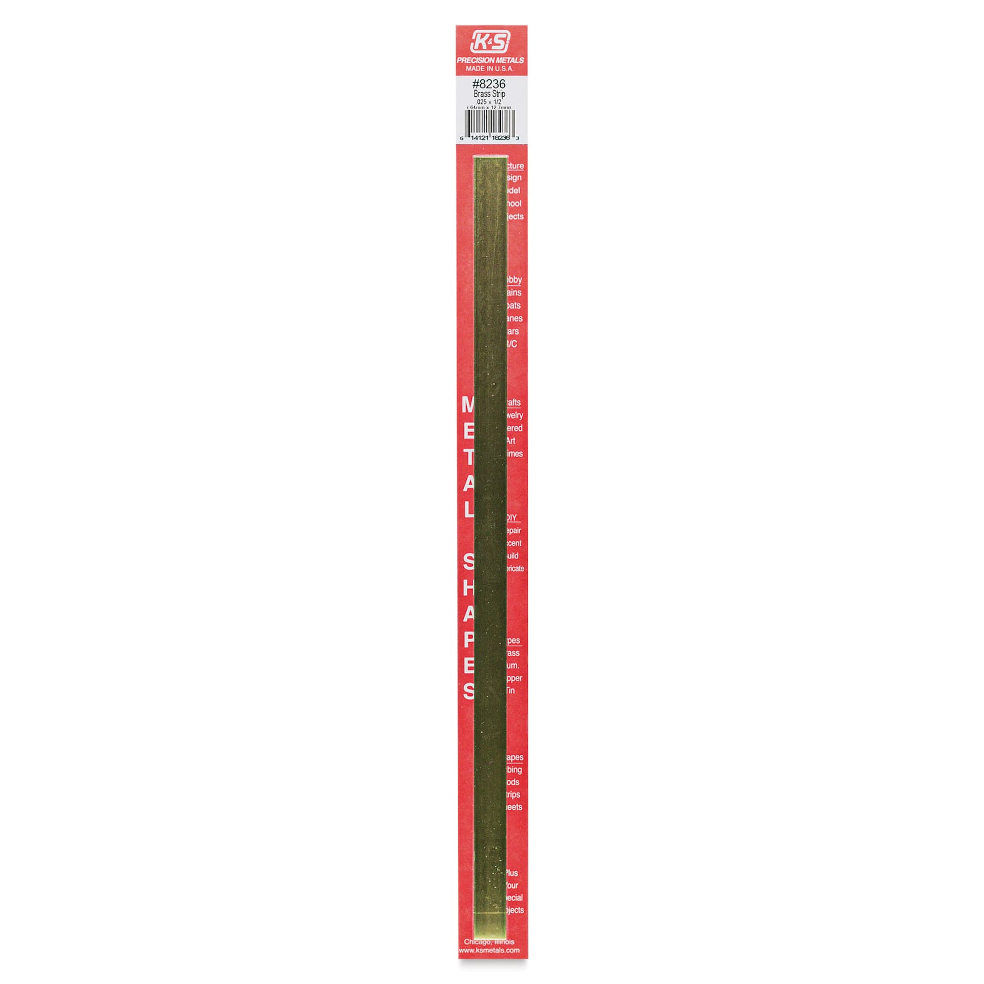 K&S Brass Strips - 0.025" x 1/2" (In package)