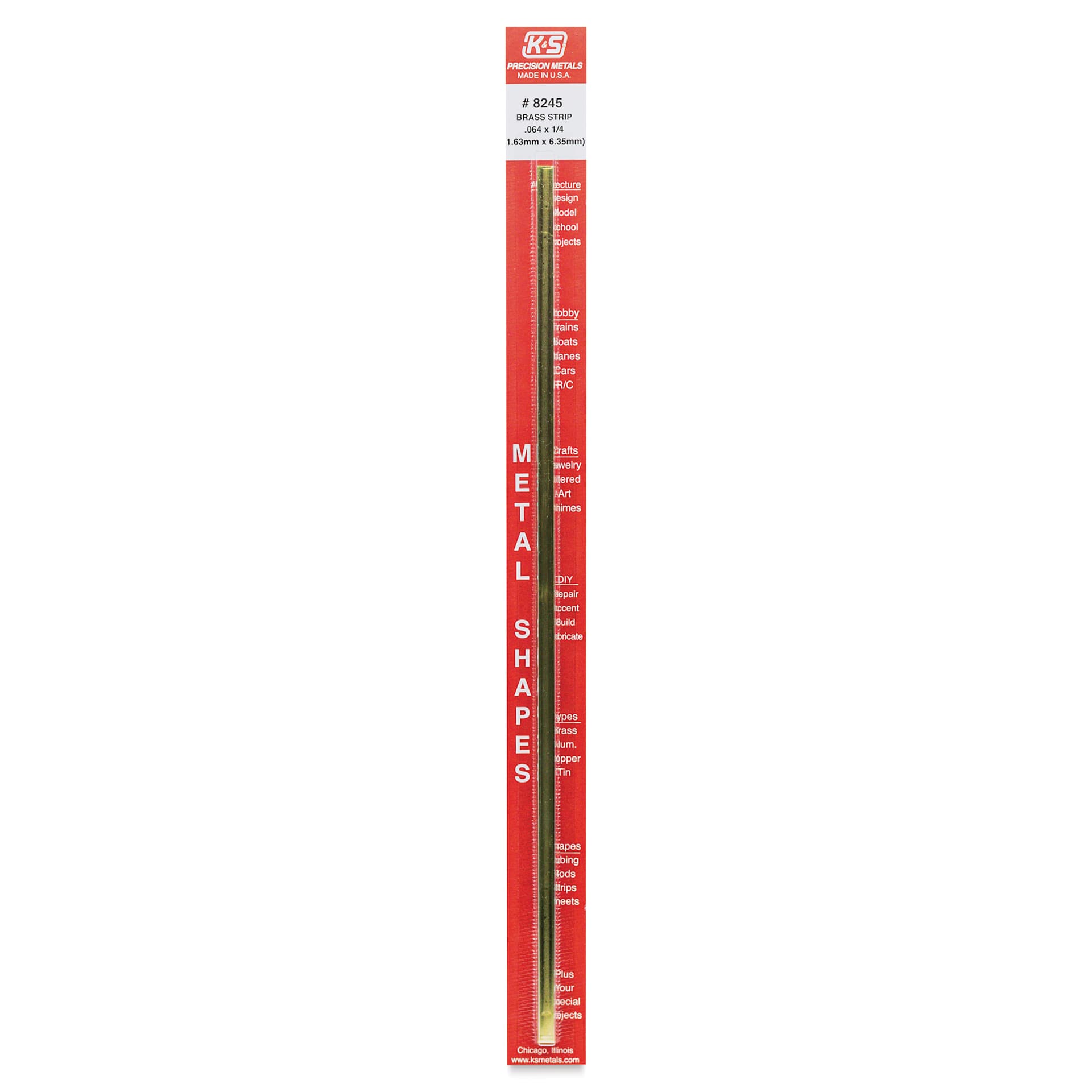 K&S Brass Strips - 0.064" x 1/4" (In package)