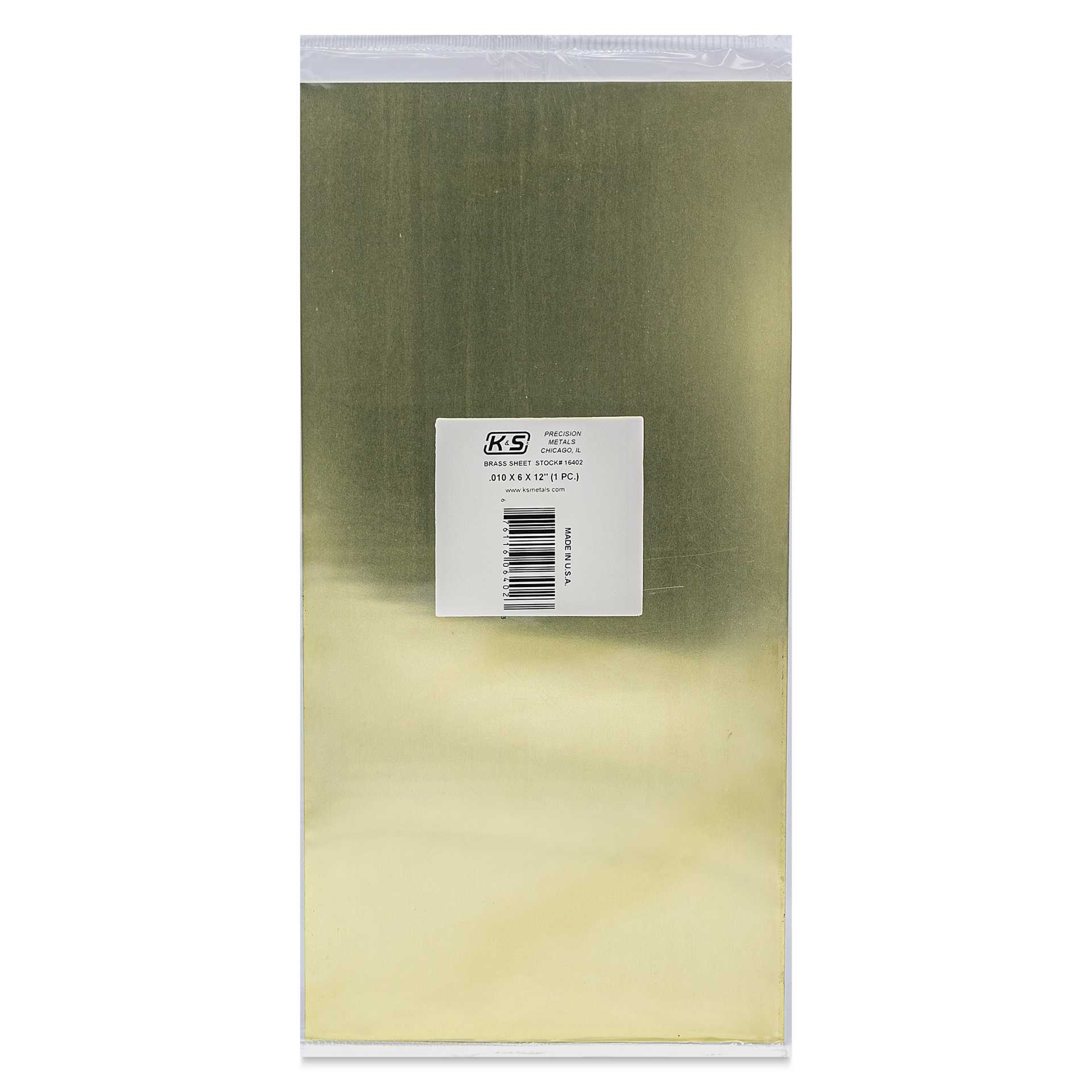K&S Metal Sheet - Brass, 6" x 12", 0.01" Thick