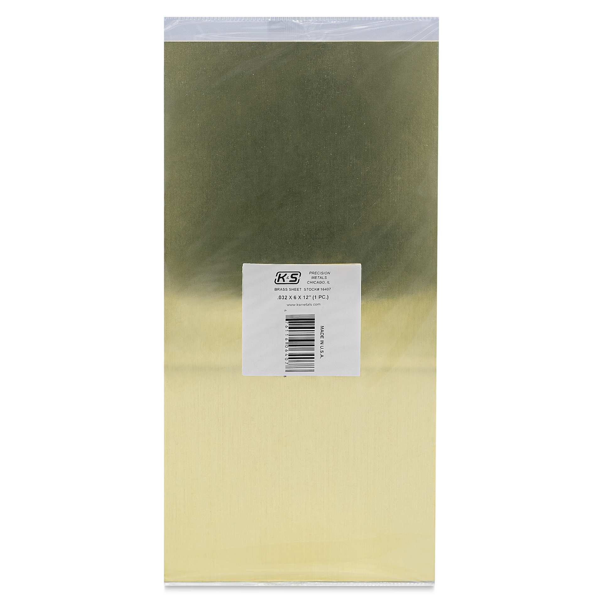 K&S Metal Sheet - Brass, 6" x 12", 0.032" Thick