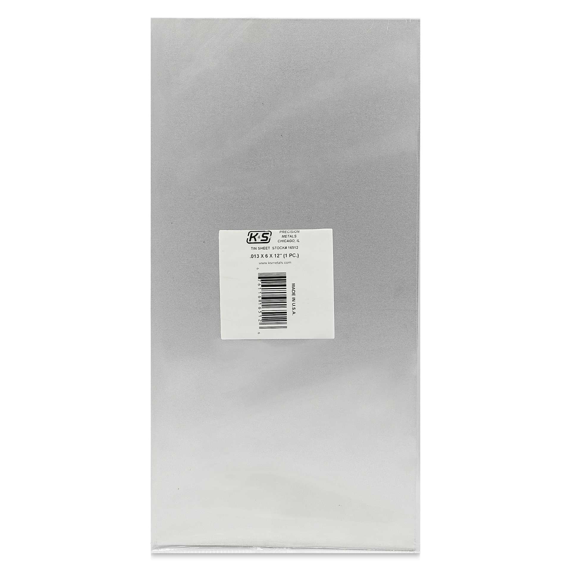 K&S Metal Sheet - Tin, 6" x 12", 0.013" Thick