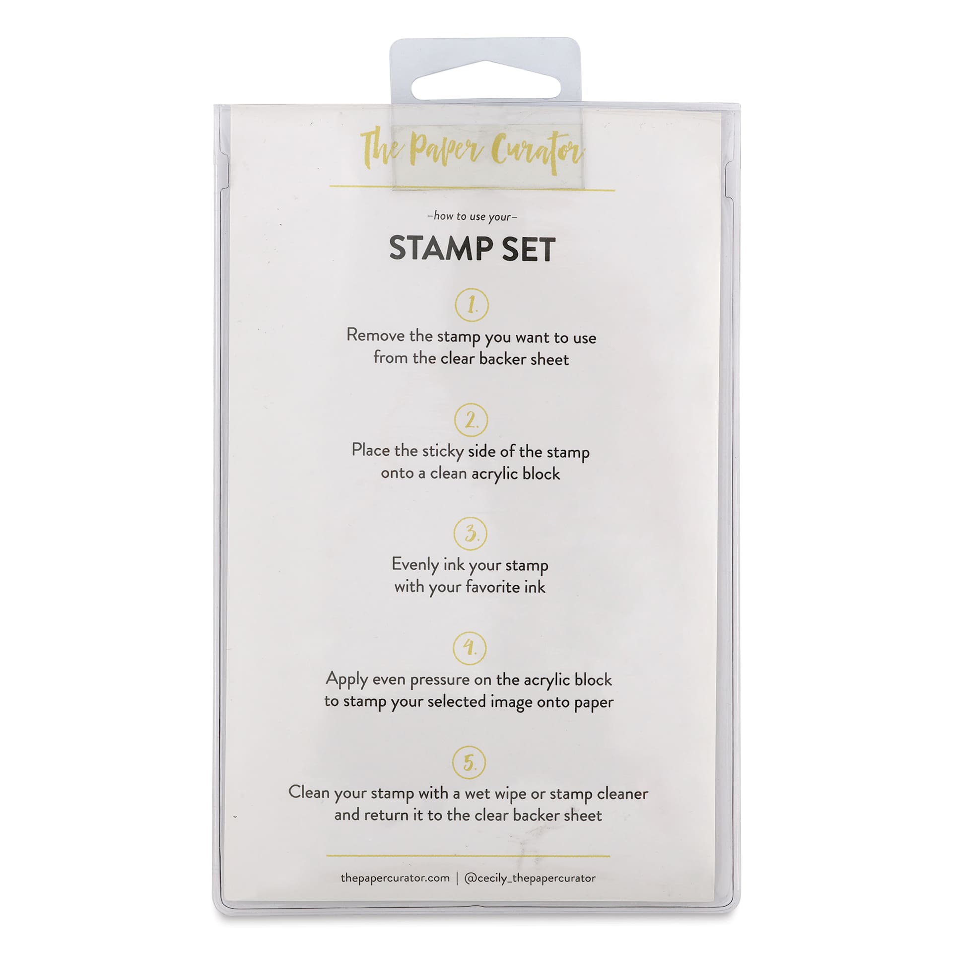 The Paper Curator Clear Stamp Set - Art School, back of packaging