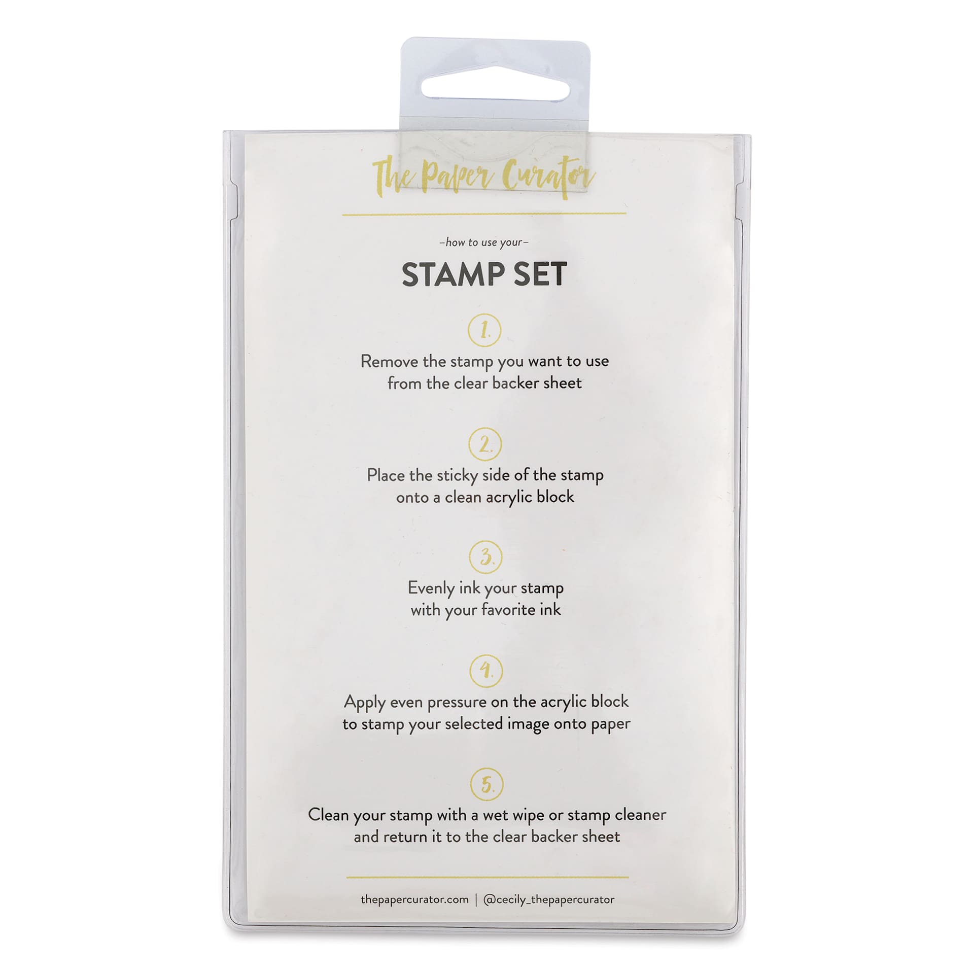 The Paper Curator Clear Stamp Set - Time Piece, back of package