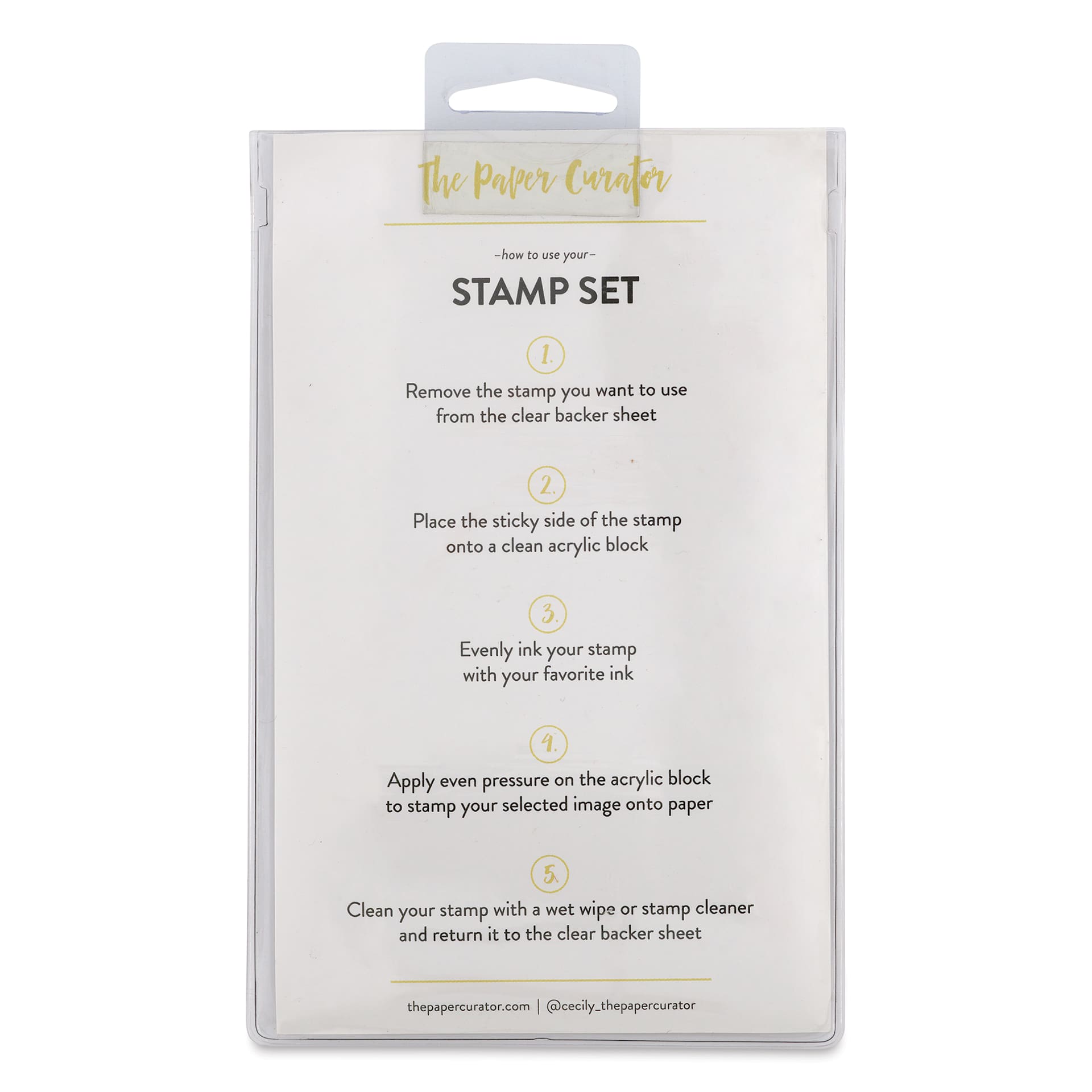 The Paper Curator Clear Stamp Set - Goal Setter, back of packaging