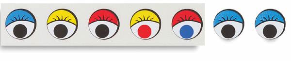 Wiggle Eye Stickers - Strip of Multi-color Wiggle Eyes from Roll of 1000