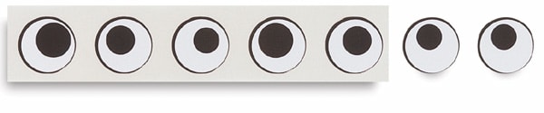 Wiggle Eye Stickers - Strip of Black Wiggle Eyes from roll of 1000