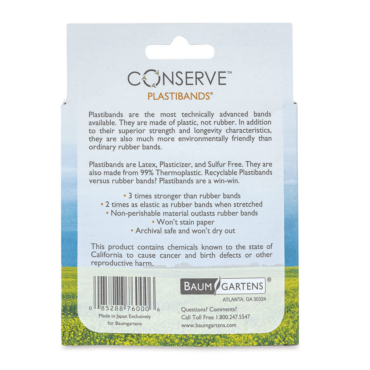 Plastibands - Assorted Colors, Box of 100, Large - back of packaging