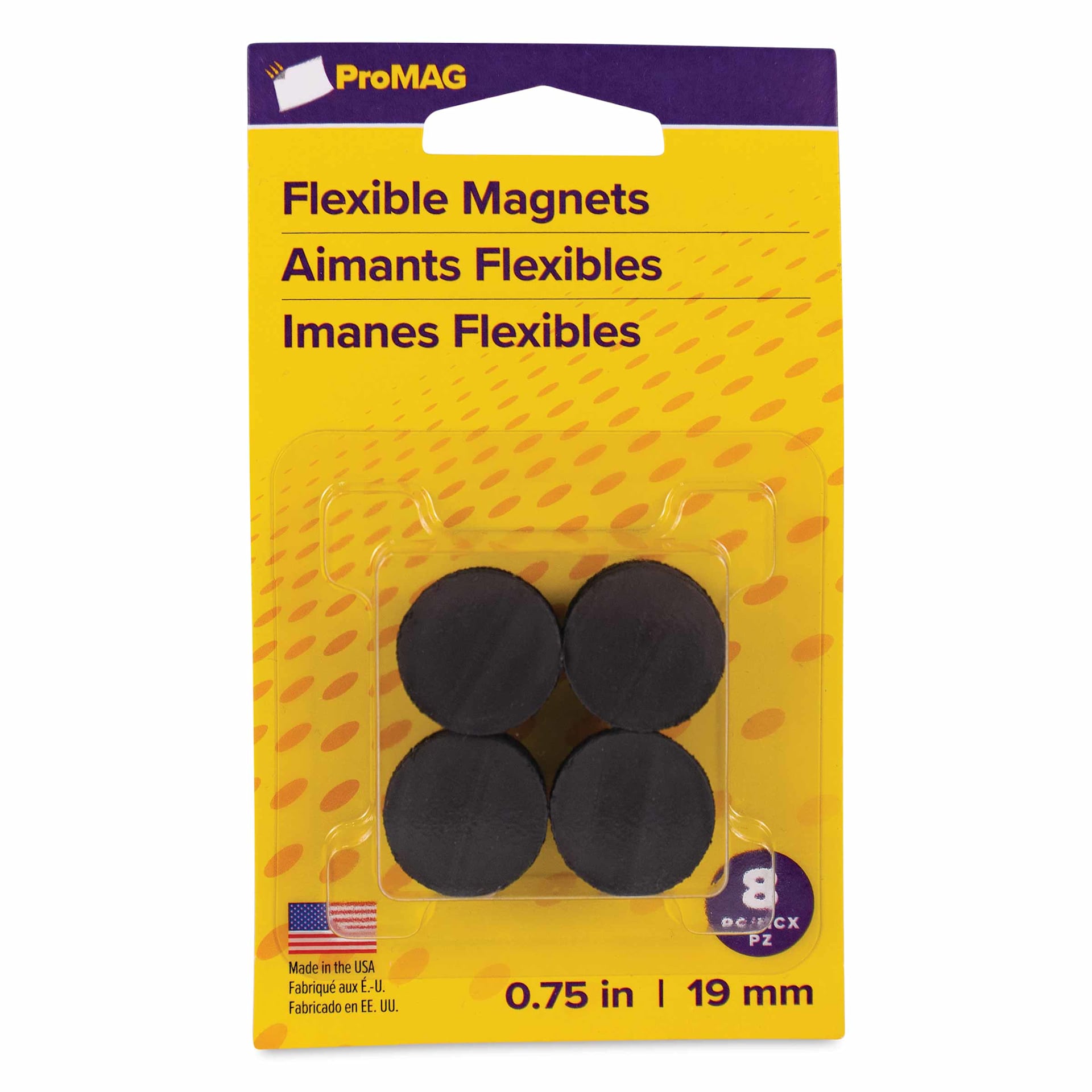 ProMag Flexible Button Magnets - Pkg of 8, Standard Energy, 3/4" front of packaging
