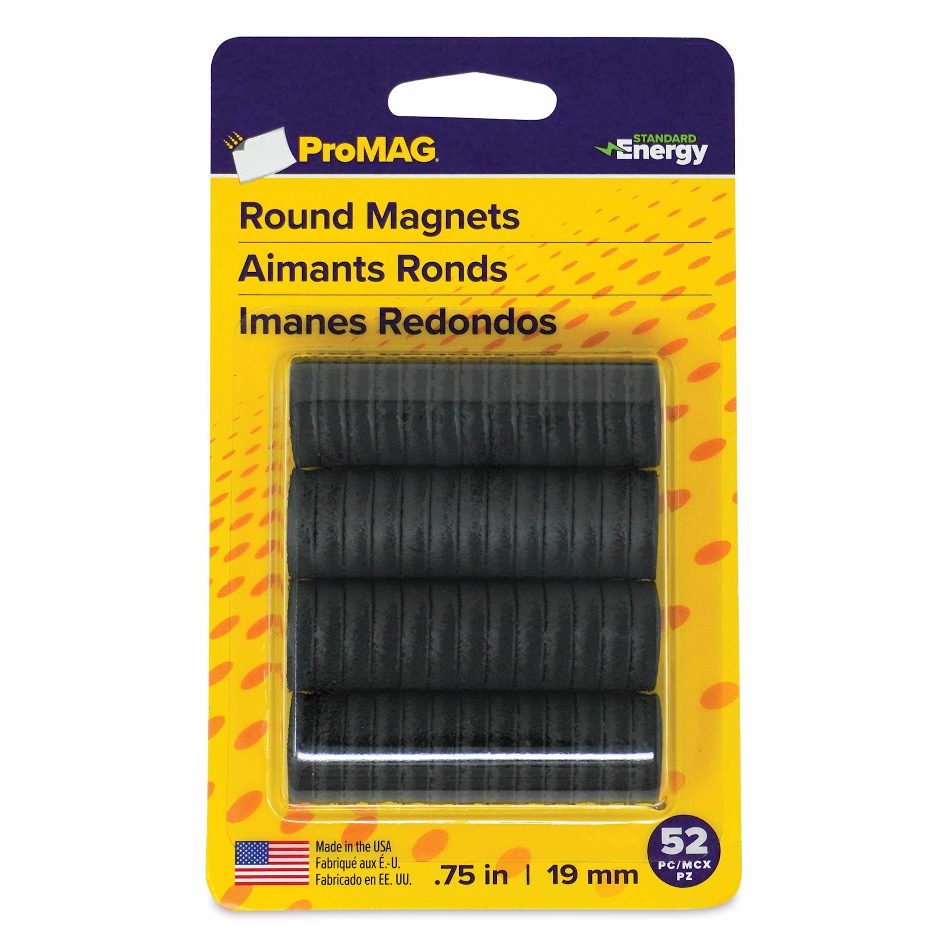 ProMag Flexible Button Magnets - Pkg of 52, Standard Energy, 3/4" front of packaging