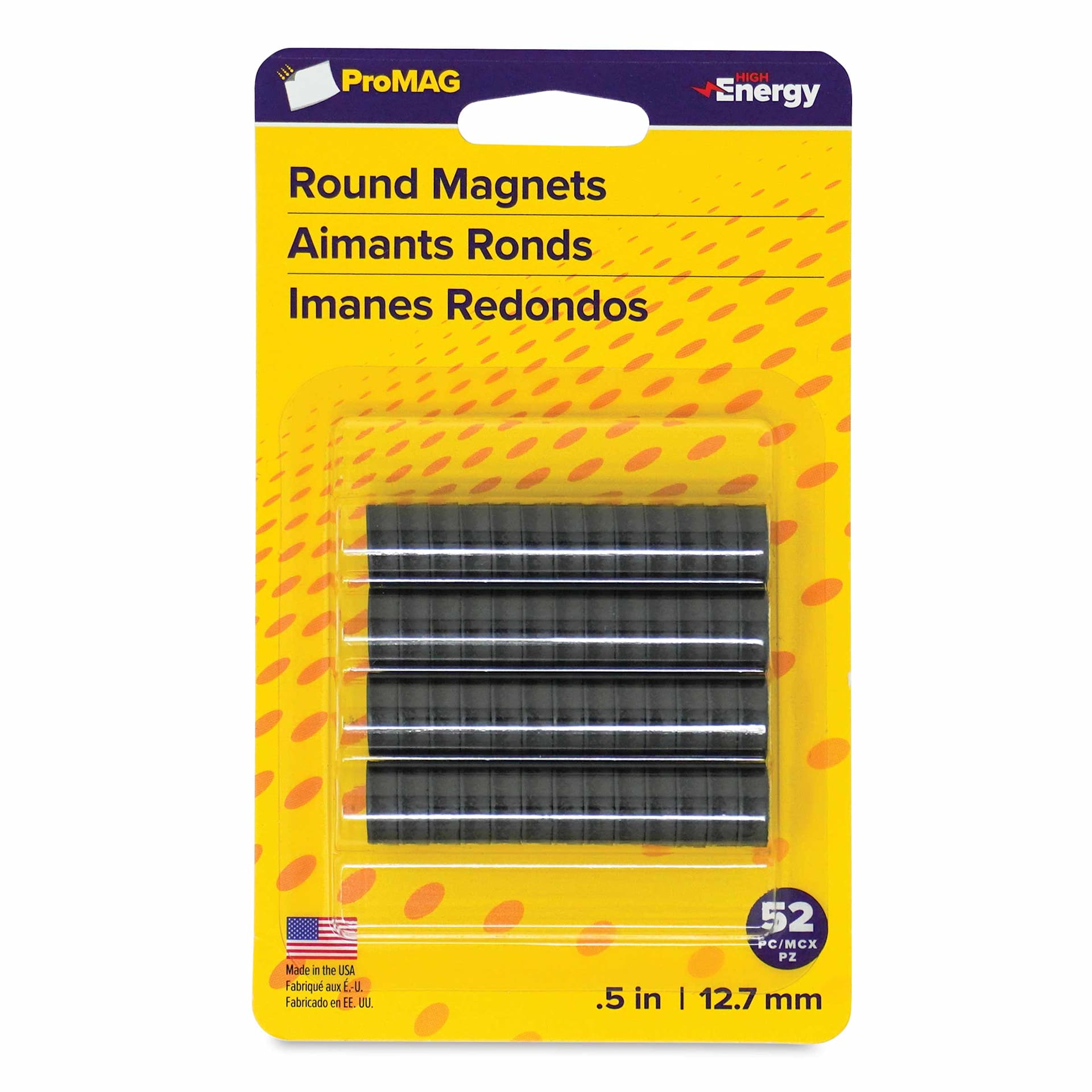 ProMag Flexible Button Magnets - Pkg of 52, High Energy, 1/2" front of packaging