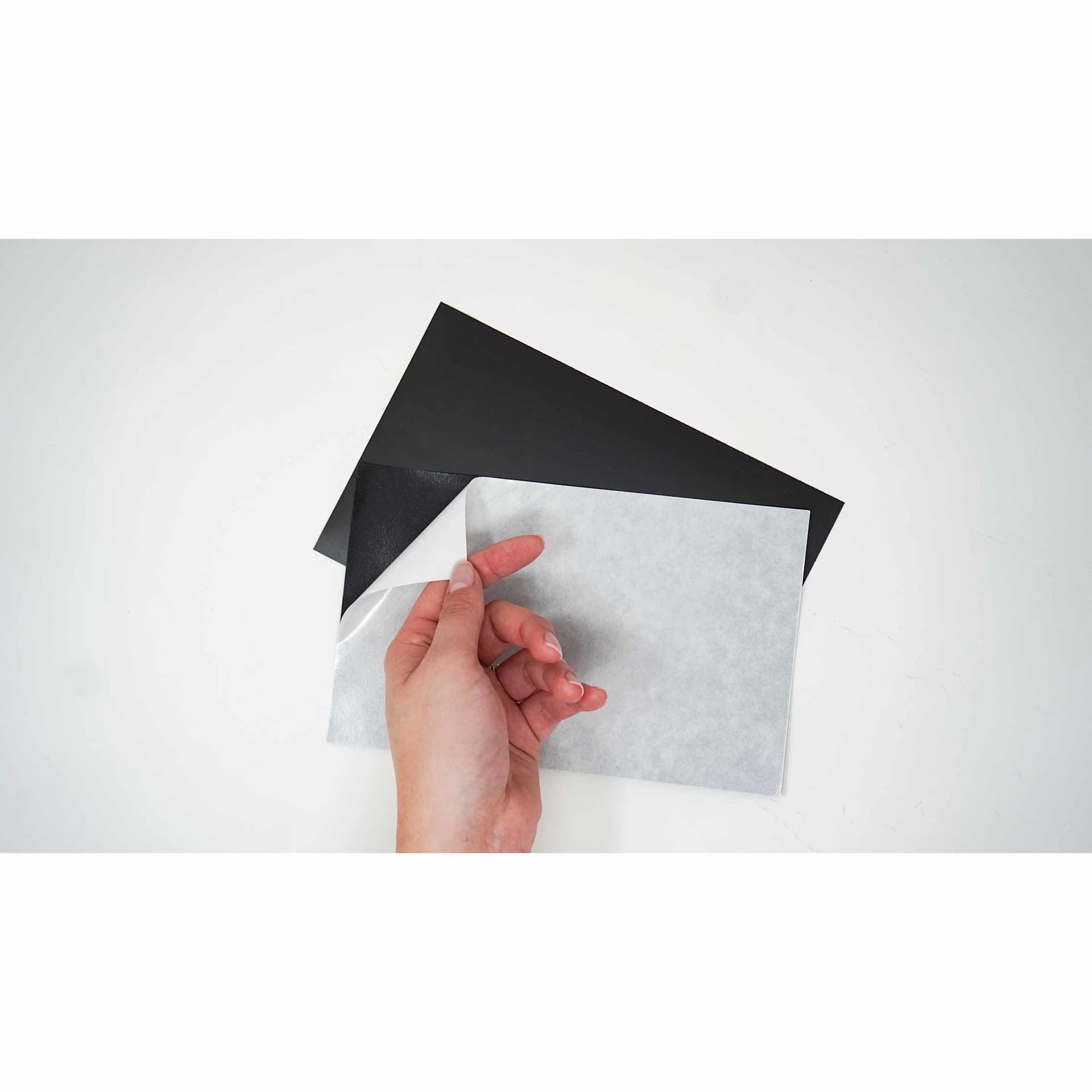 ProMag Magnetic Sheet - 5" x 8", Adhesive, Sheet, adhesive cover being peeled
