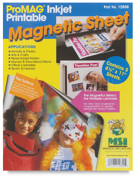 Magnetic Inkjet Sheets - Top view of package of 5 sheets